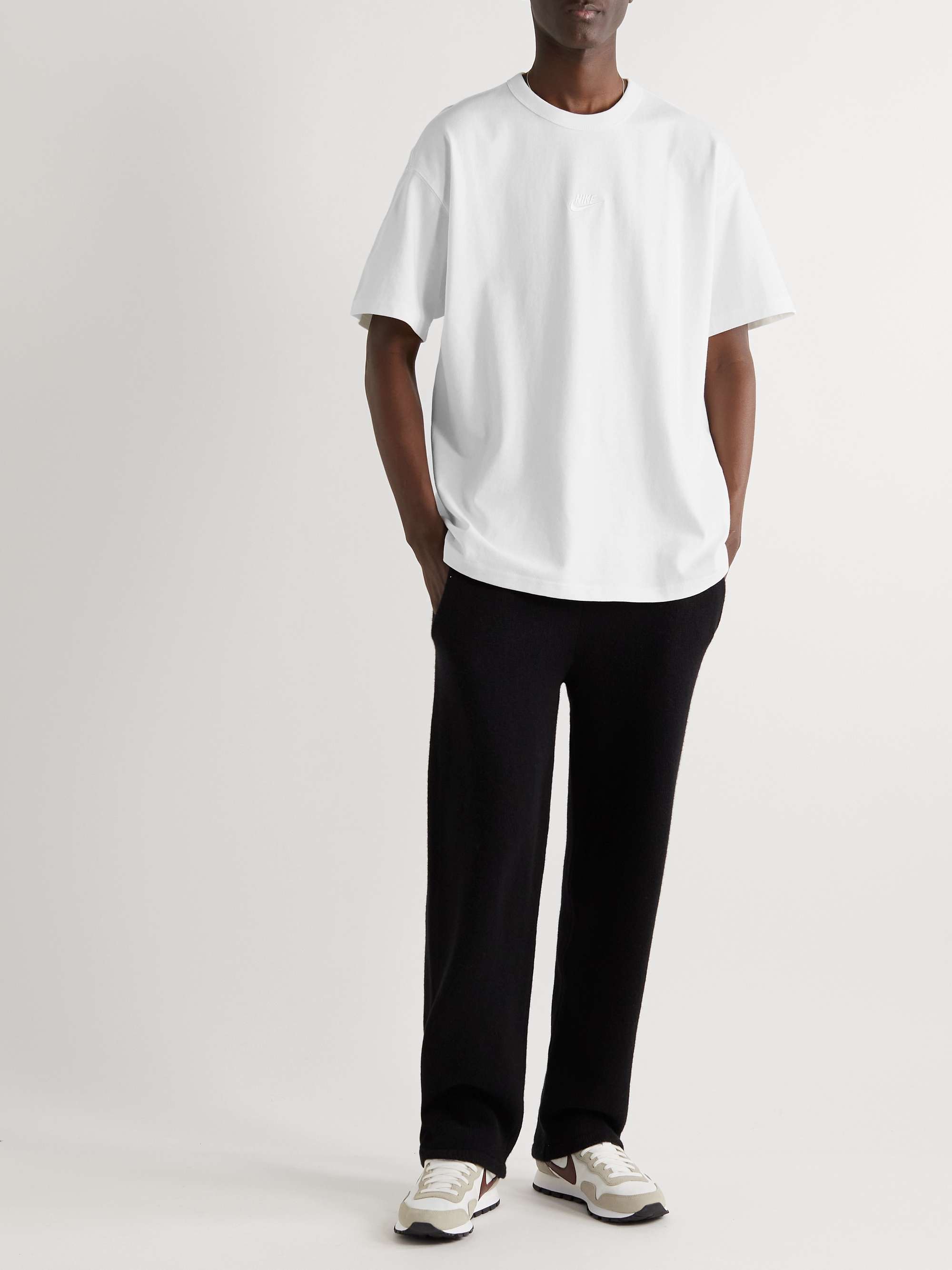 White Logo-Embroidered Cotton-Jersey T-Shirt | NIKE | MR PORTER