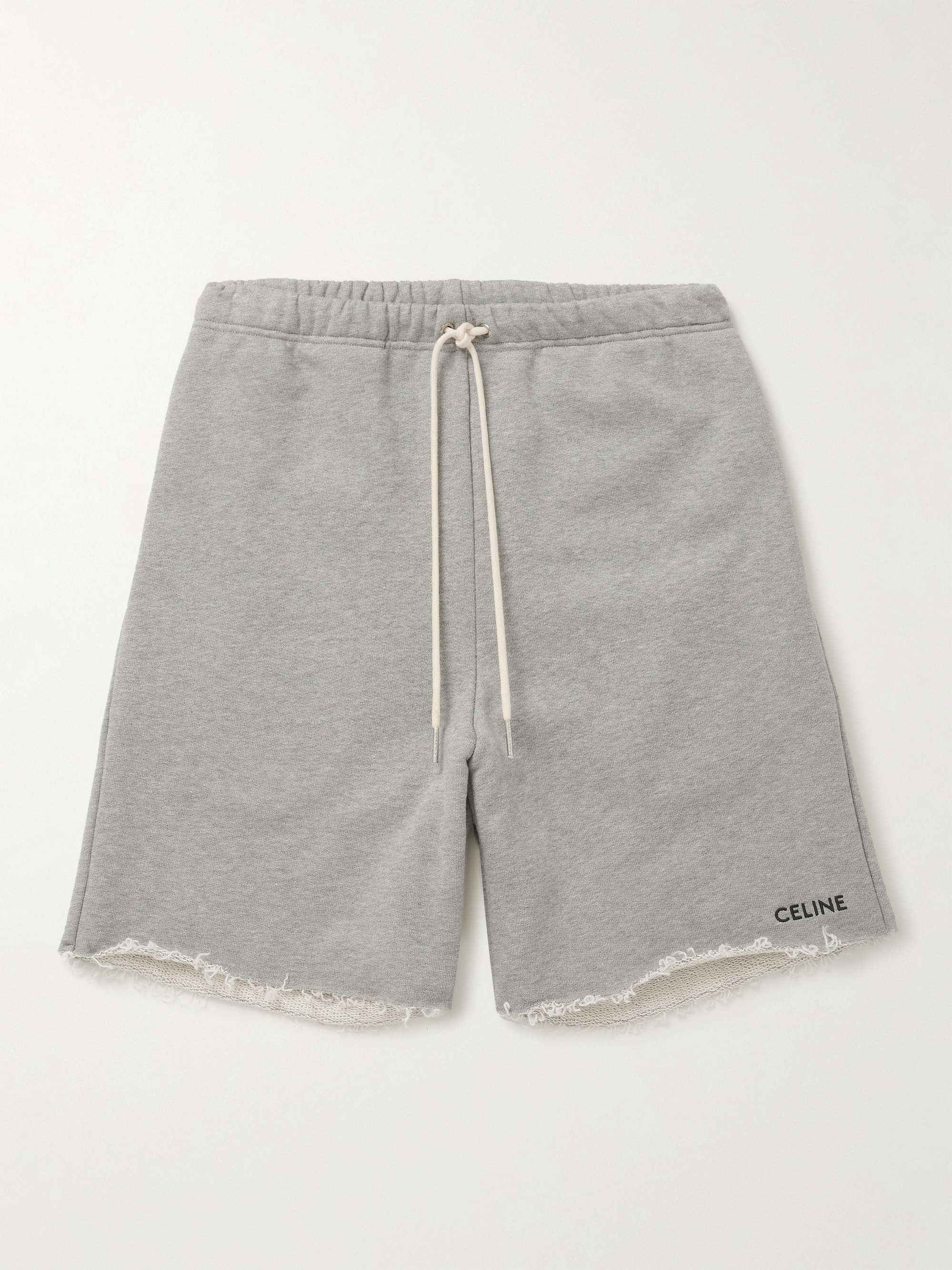 CELINE HOMME Wide-Leg Logo-Print Cotton-Jersey Drawstring Shorts for Men |  MR PORTER