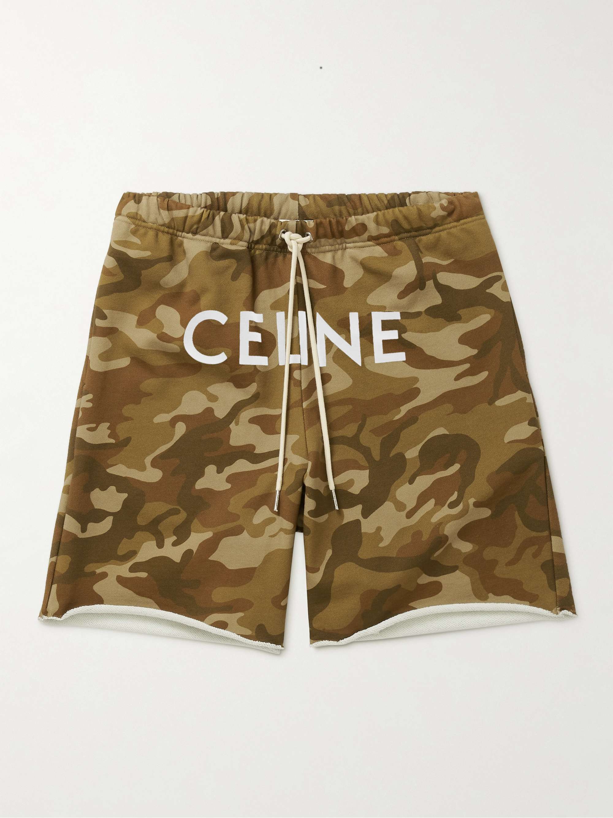 Brown Wide-Leg Camouflage-Print Cotton-Jersey Shorts | CELINE HOMME | MR  PORTER