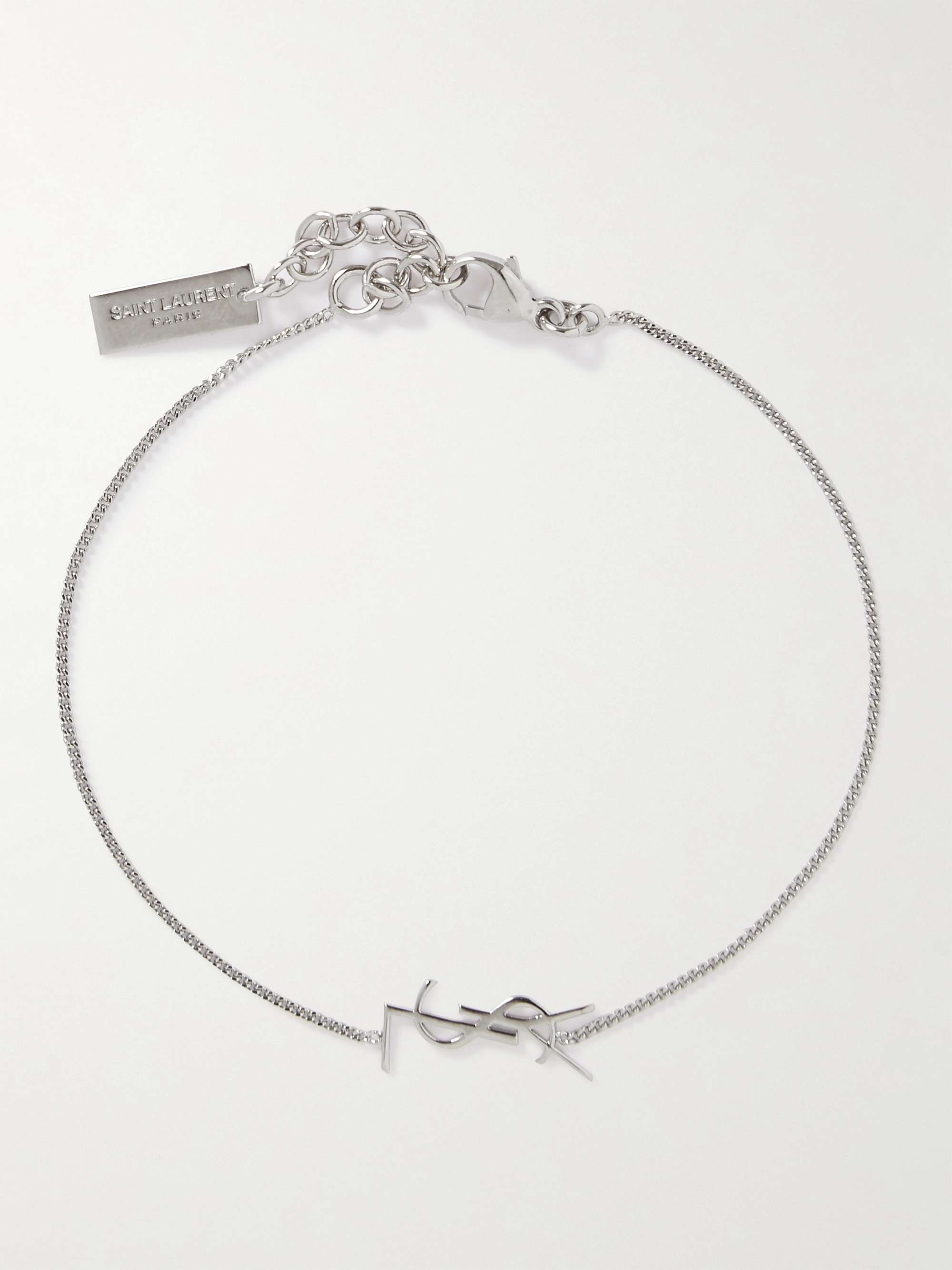SAINT LAURENT Logo-Detailed Silver-Tone Chain Bracelet for Men | MR PORTER