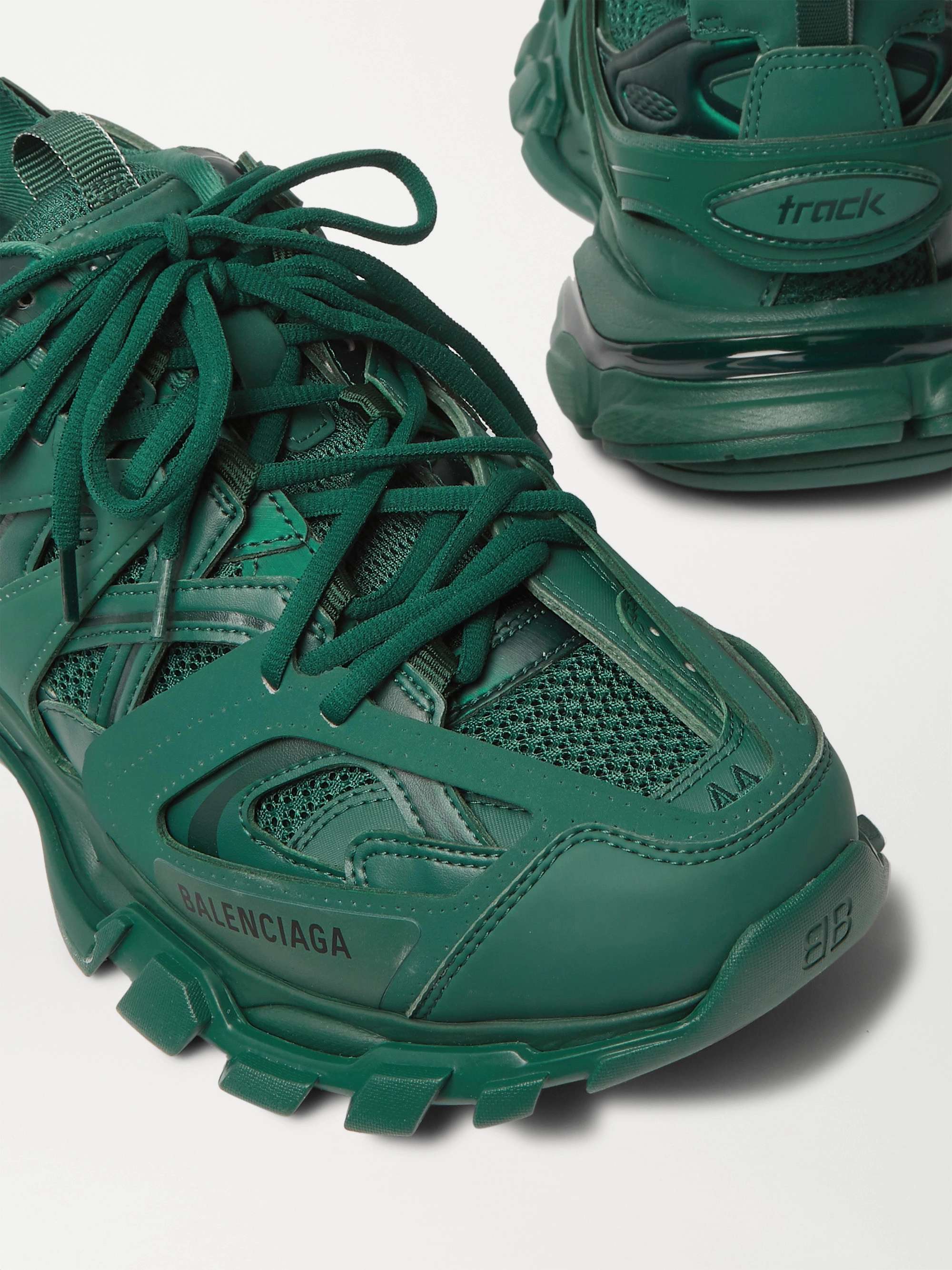 Dark green Track Nylon, Mesh and Rubber Sneakers | BALENCIAGA | MR PORTER