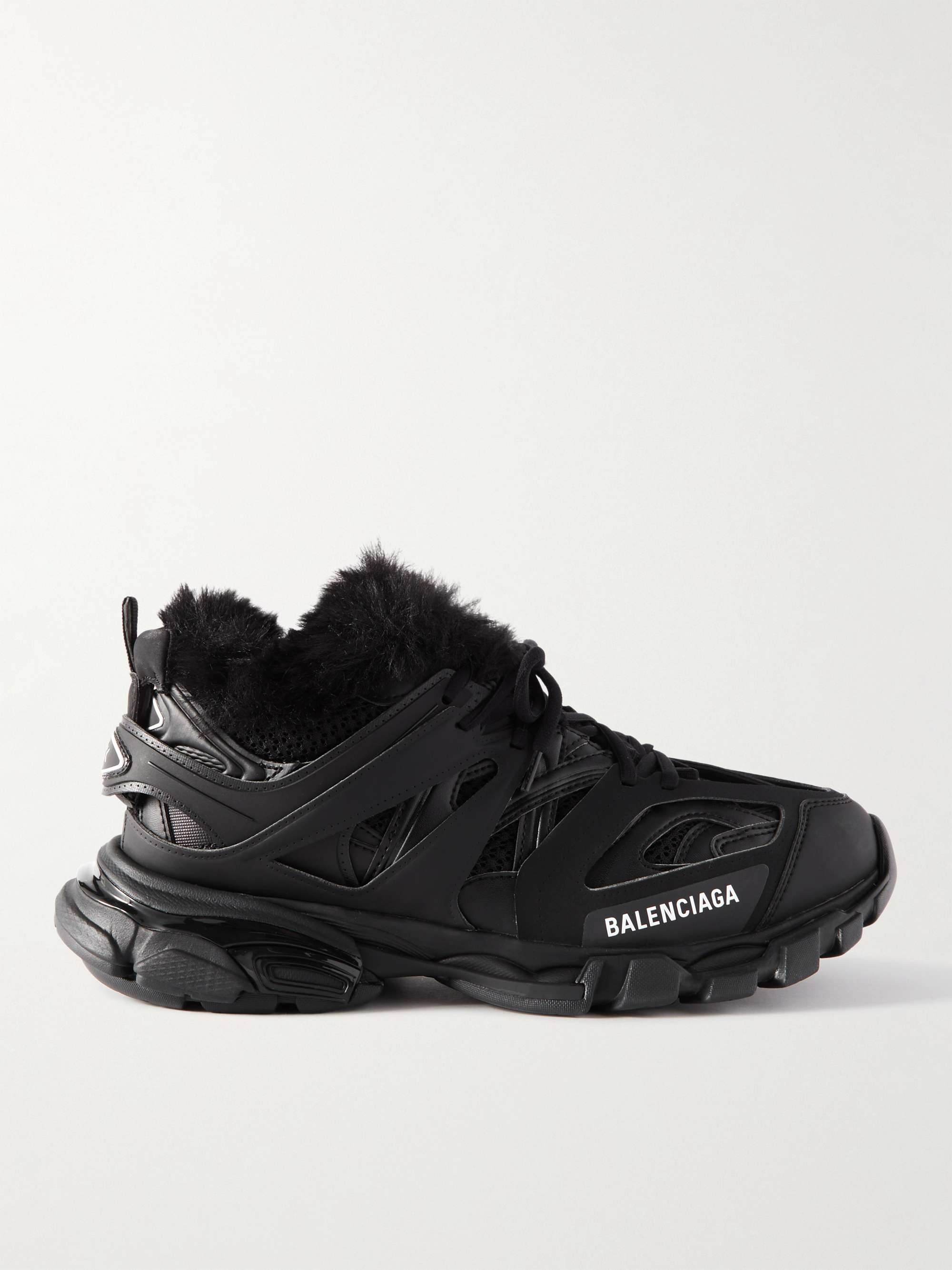 BALENCIAGA Track Faux Fur-Lined Nylon, Mesh and Rubber Sneakers for Men |  MR PORTER