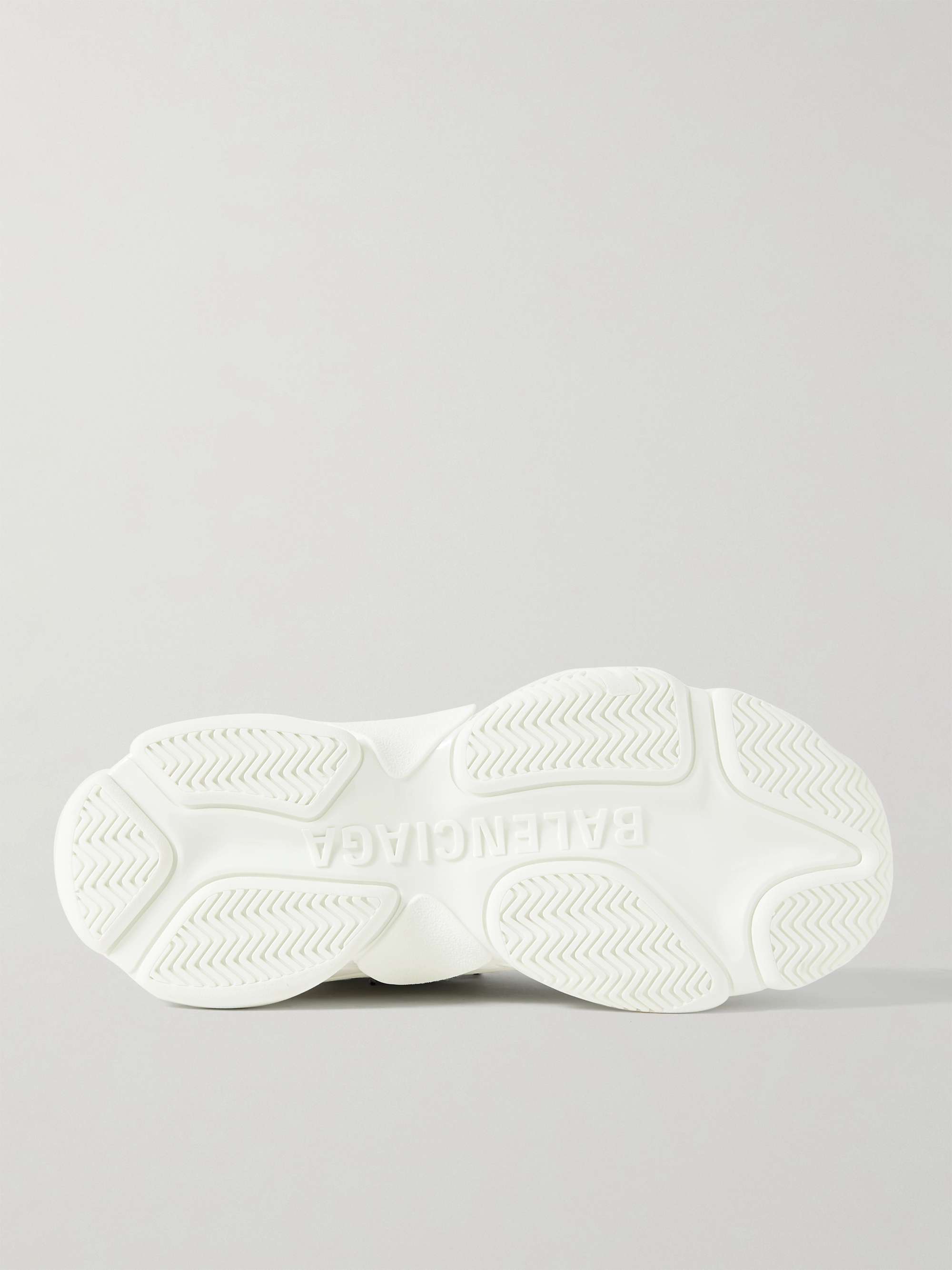 White Triple S Logo-Print Faux Leather Sneakers | BALENCIAGA | MR PORTER