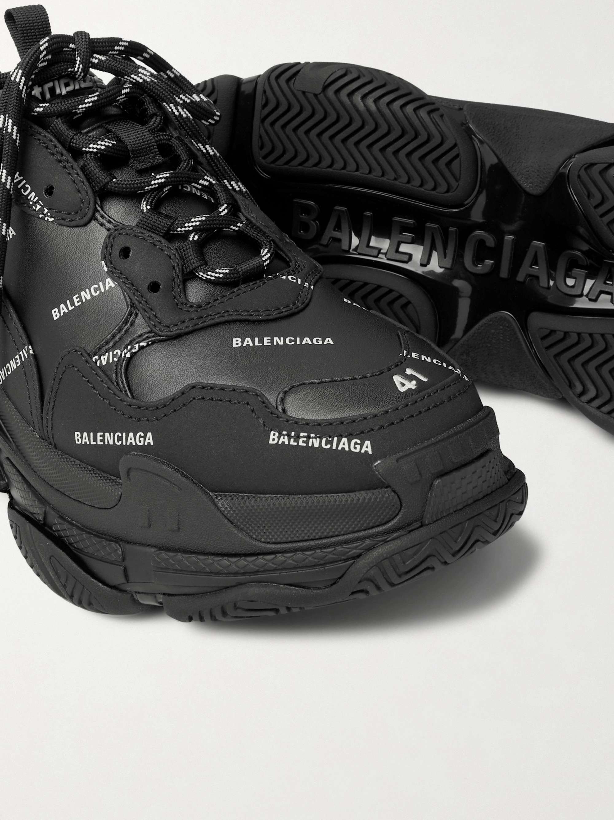 BALENCIAGA Triple S Logo-Print Faux Leather Sneakers for Men | MR PORTER