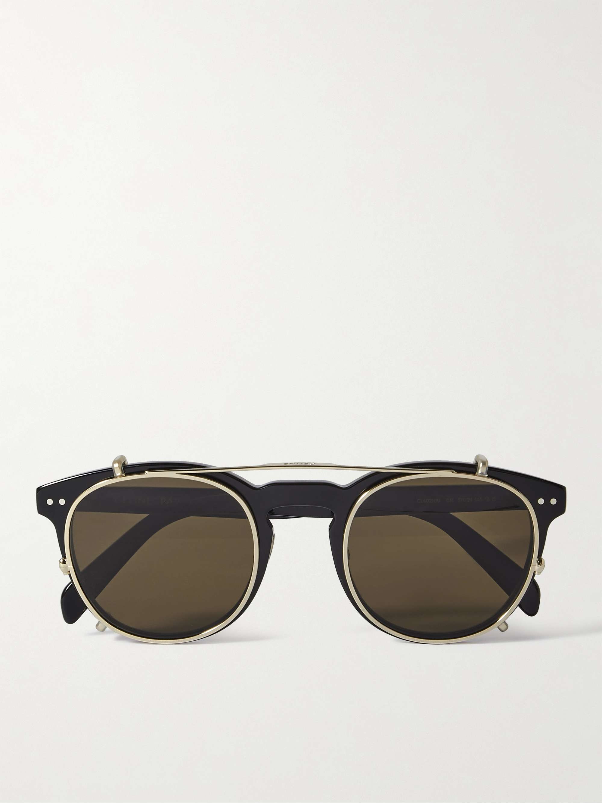 CELINE HOMME Convertible Round-Frame Acetate and Gold-Tone Optical Glasses  for Men | MR PORTER