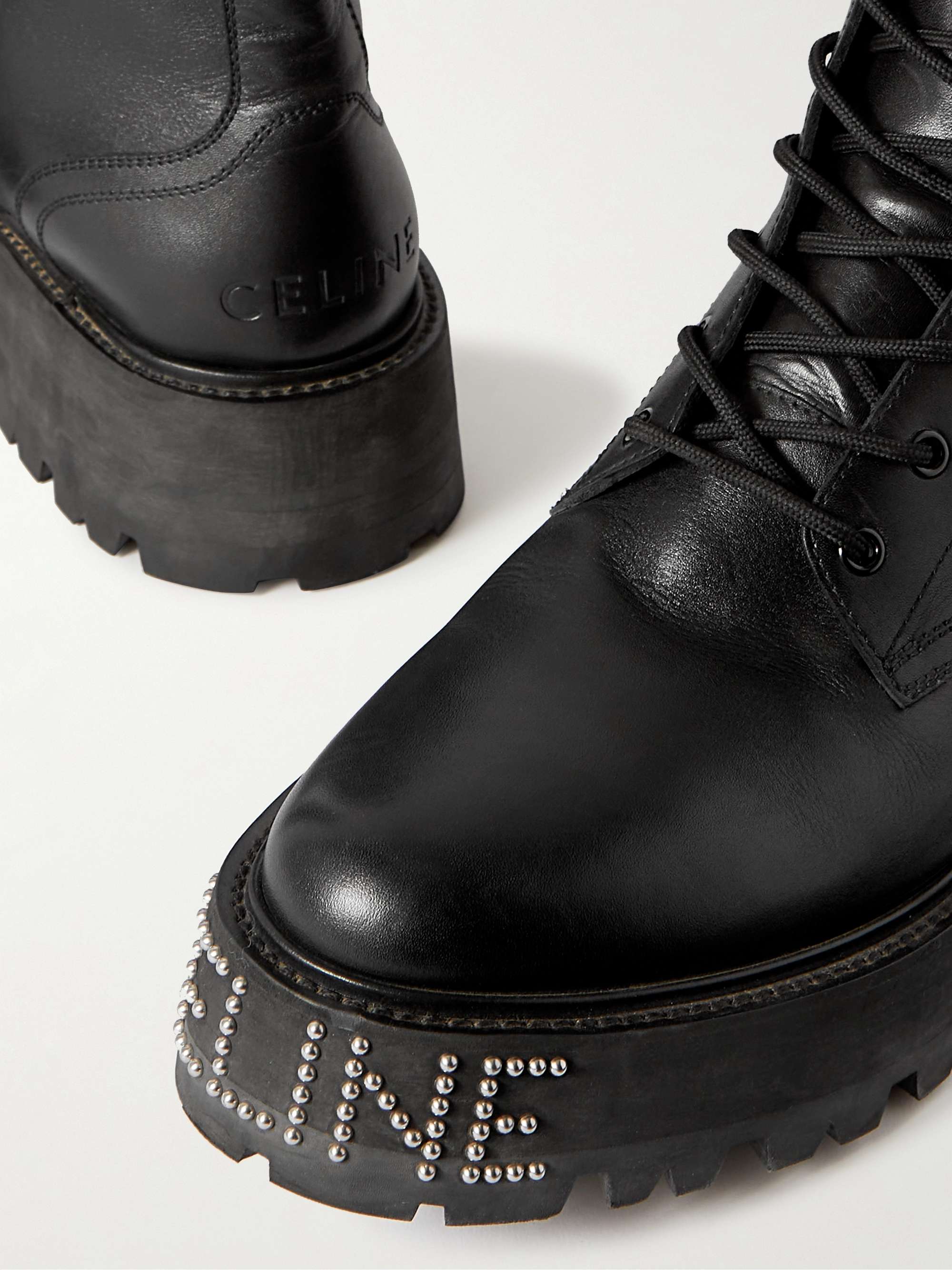 CELINE HOMME Ranger Studded Leather Boots for Men | MR PORTER