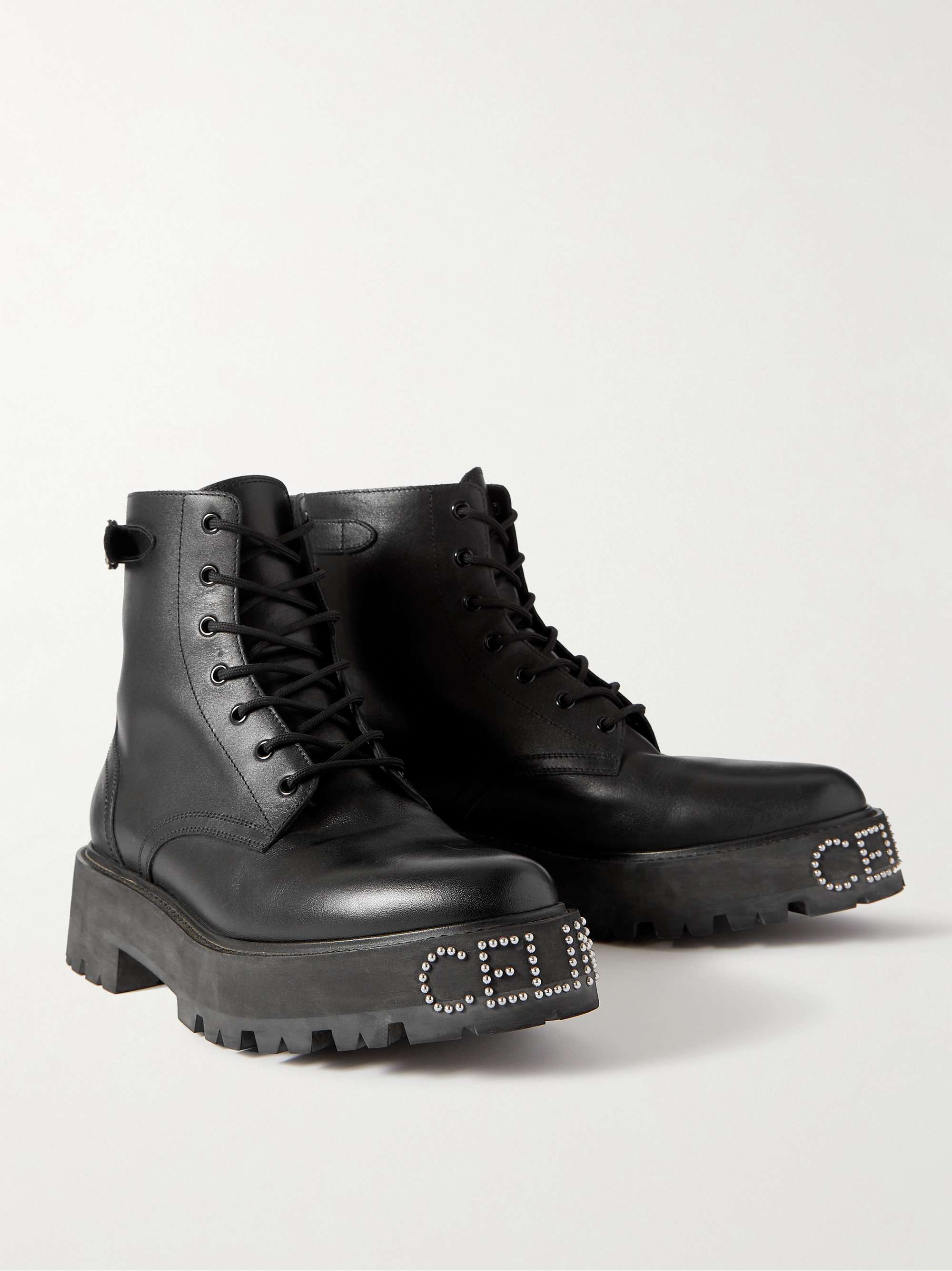 CELINE HOMME Ranger Studded Leather Boots | MR PORTER