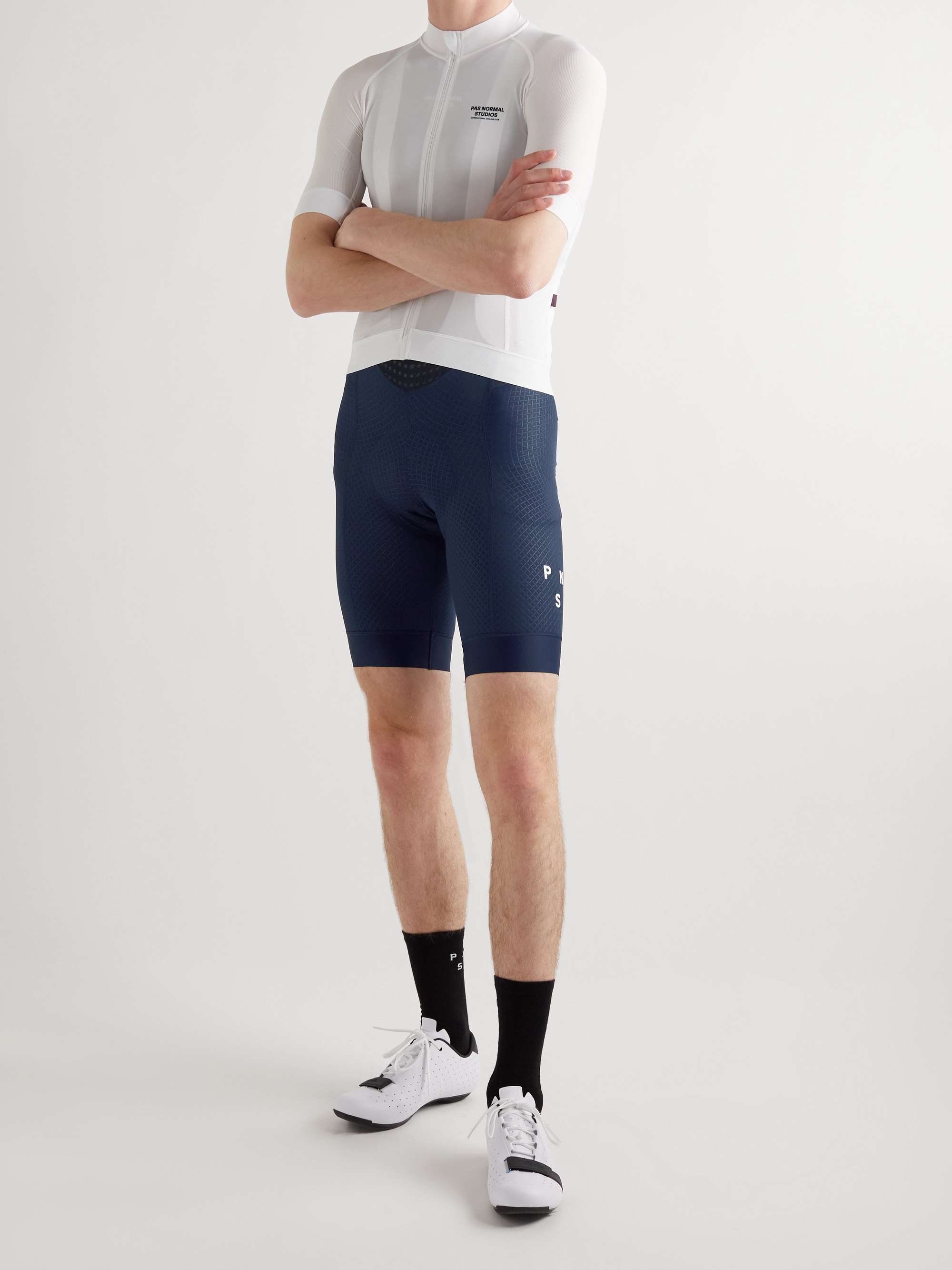 Navy Mechanism Logo-Print Stretch-Jersey and Mesh Cycling Bib Shorts | PAS  NORMAL STUDIOS | MR PORTER
