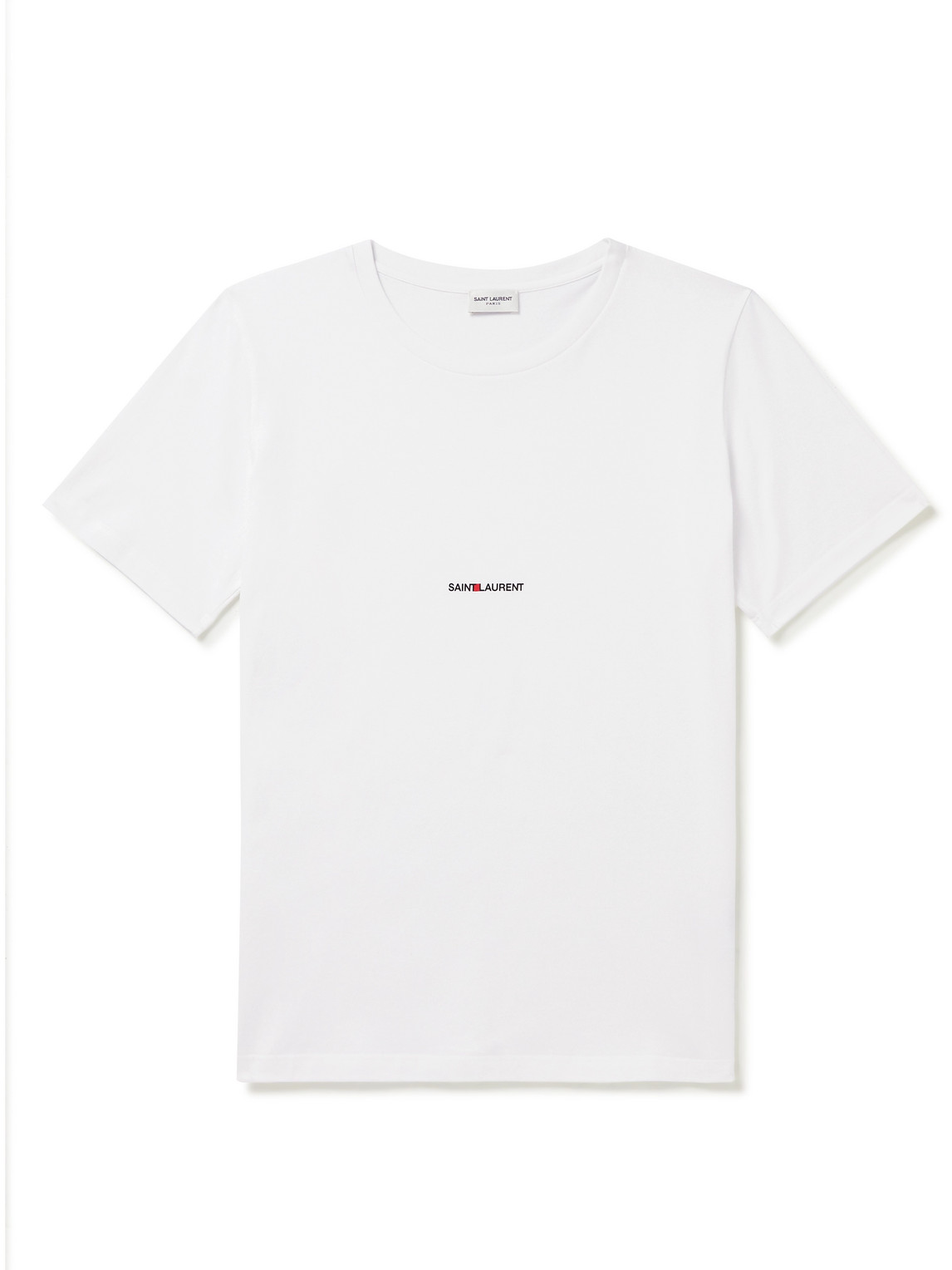 Saint Laurent Logo-print Cotton-jersey T-shirt In White