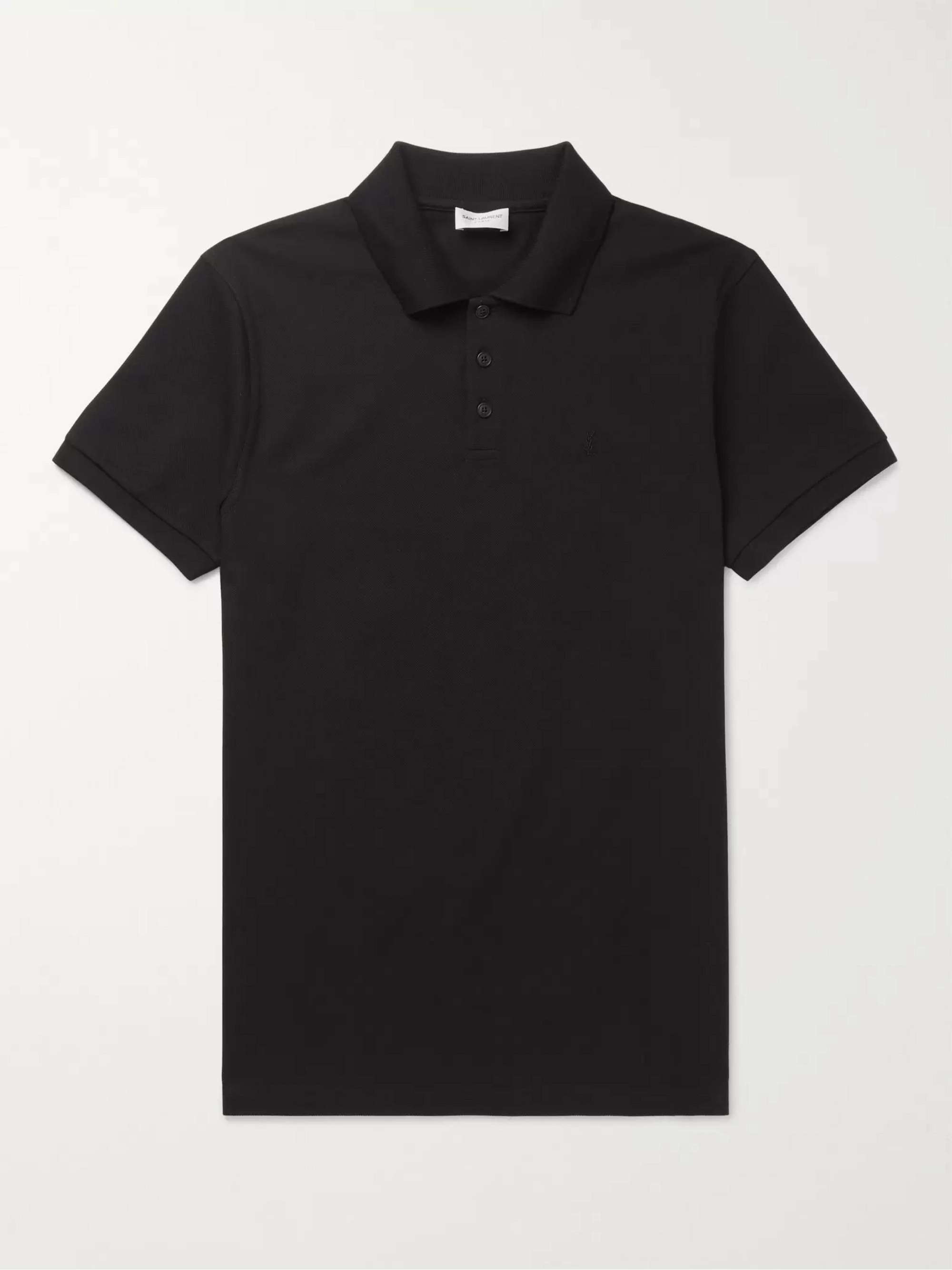 SAINT LAURENT Logo-Embroidered Cotton-Piqué Polo Shirt | MR PORTER