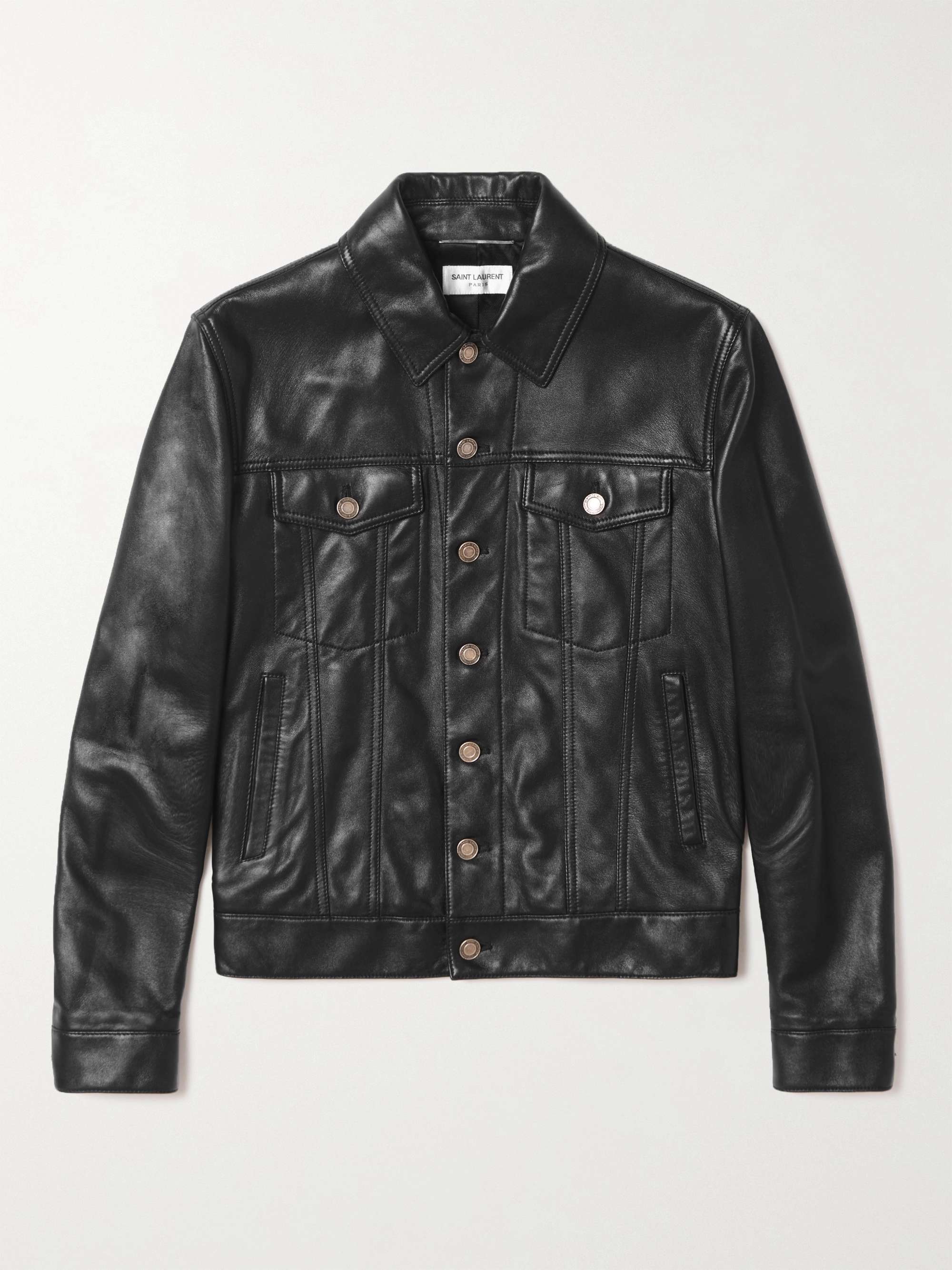SAINT LAURENT Slim-Fit Leather Trucker Jacket for Men