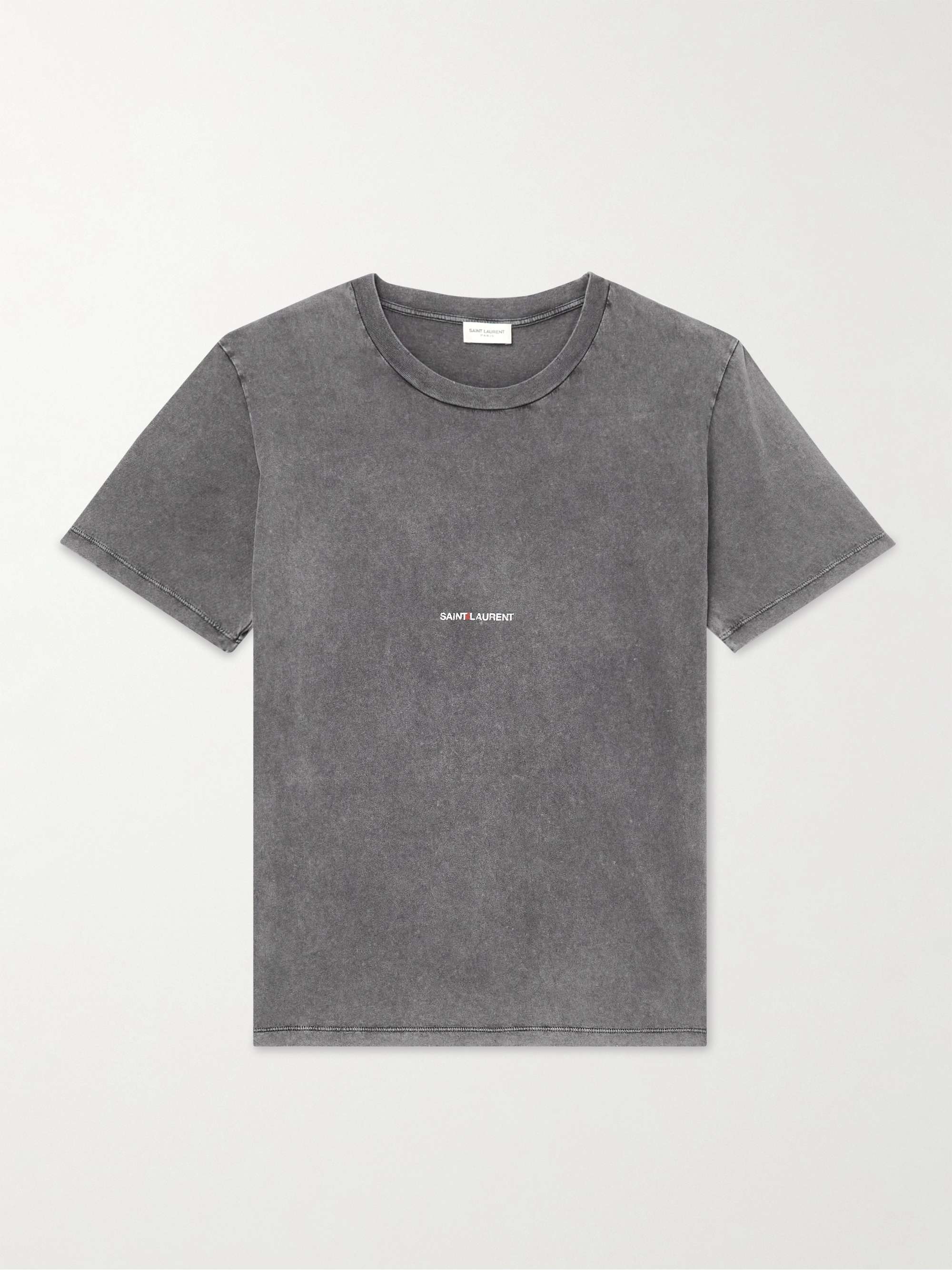 SAINT LAURENT Distressed Logo-Print Cotton-Jersey T-Shirt for Men | MR  PORTER