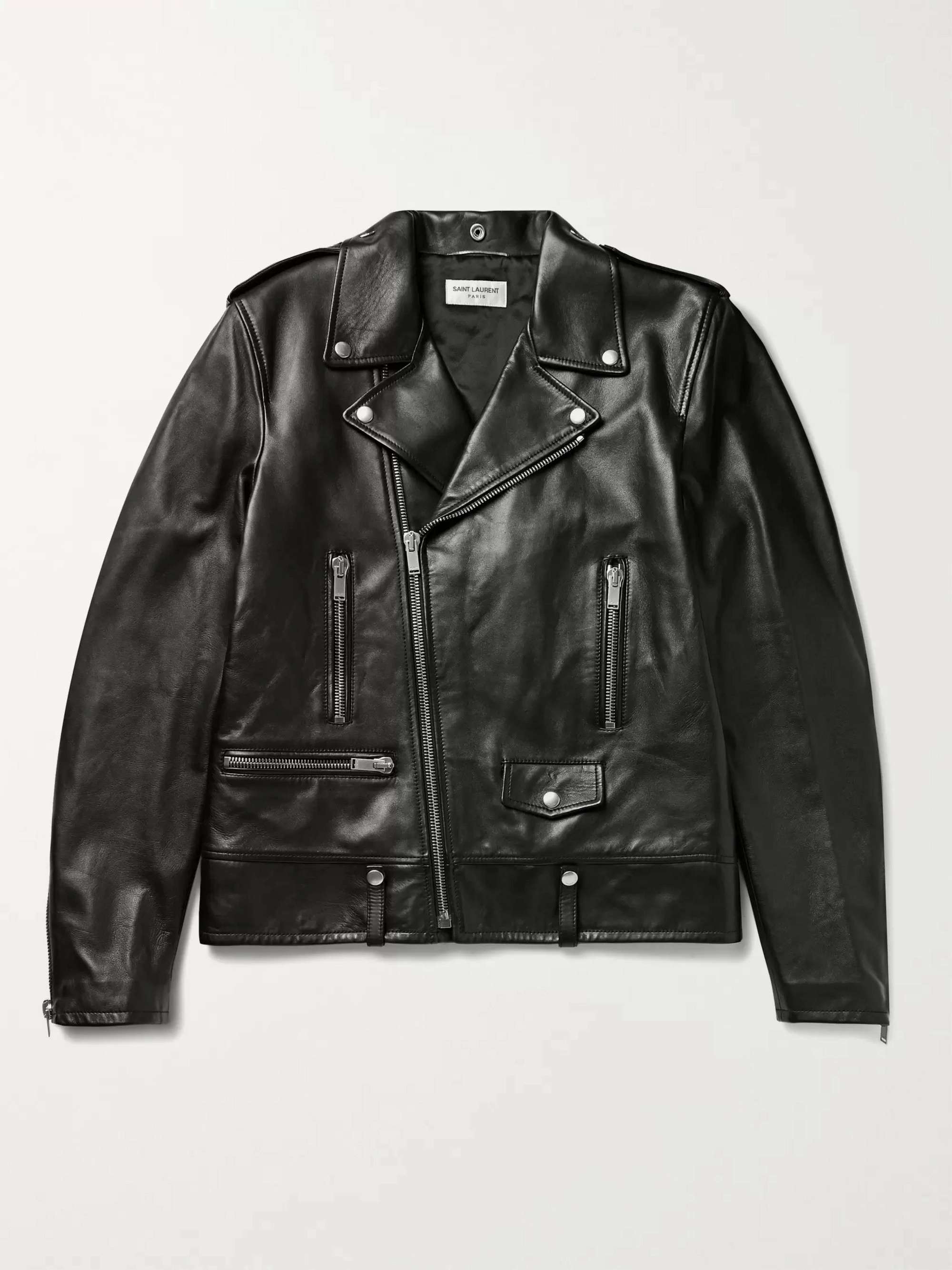 SAINT LAURENT Slim-Fit Leather Biker Jacket | MR PORTER