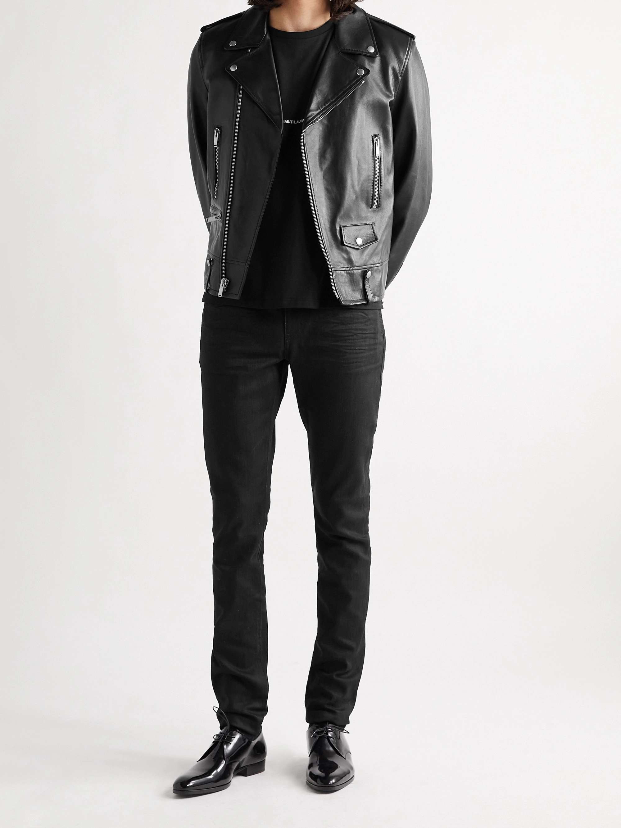 SAINT LAURENT Slim-Fit Leather Biker Jacket for Men | MR PORTER