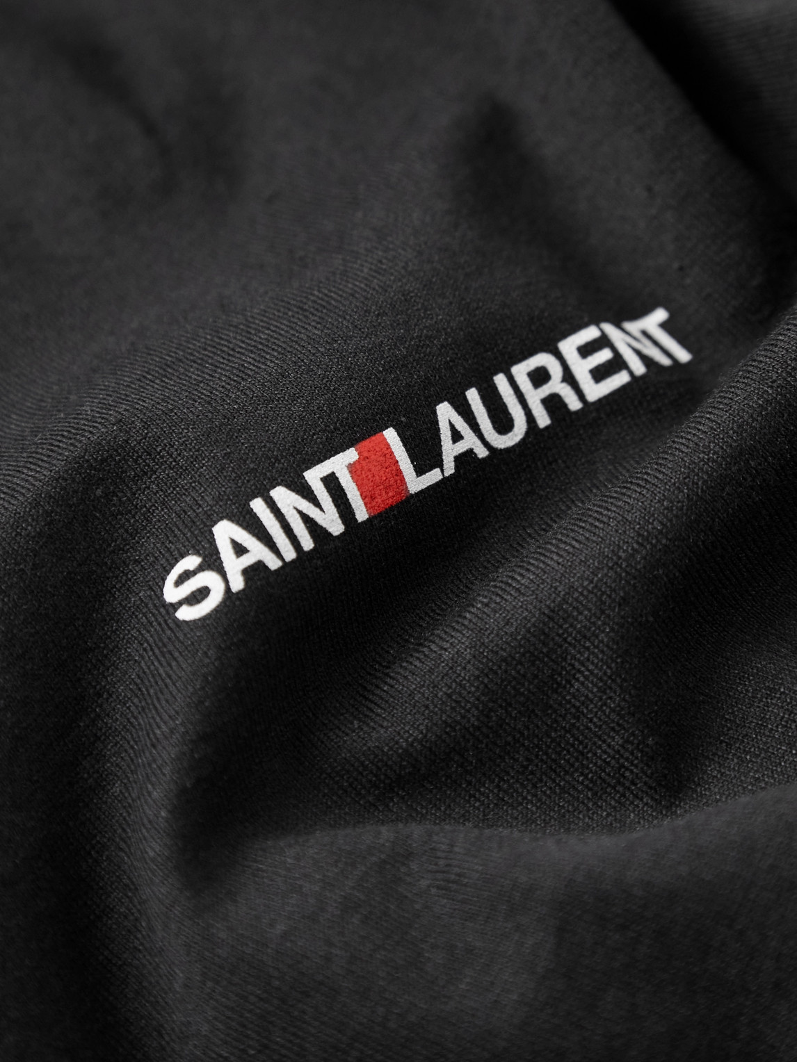 Shop Saint Laurent Logo-print Cotton-jersey T-shirt In Black