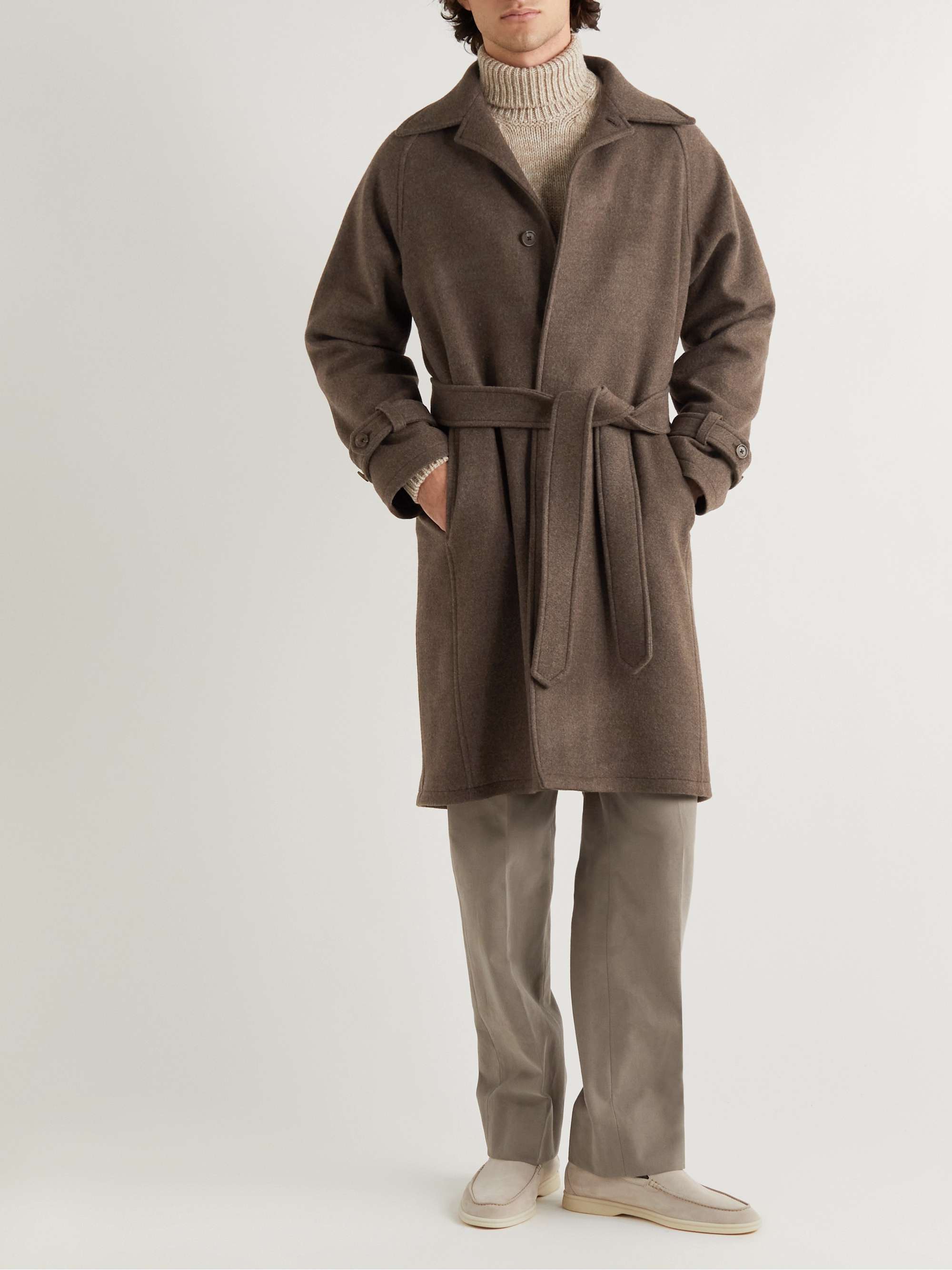 Brown Belted Wool-Felt Coat | STÒFFA | MR PORTER