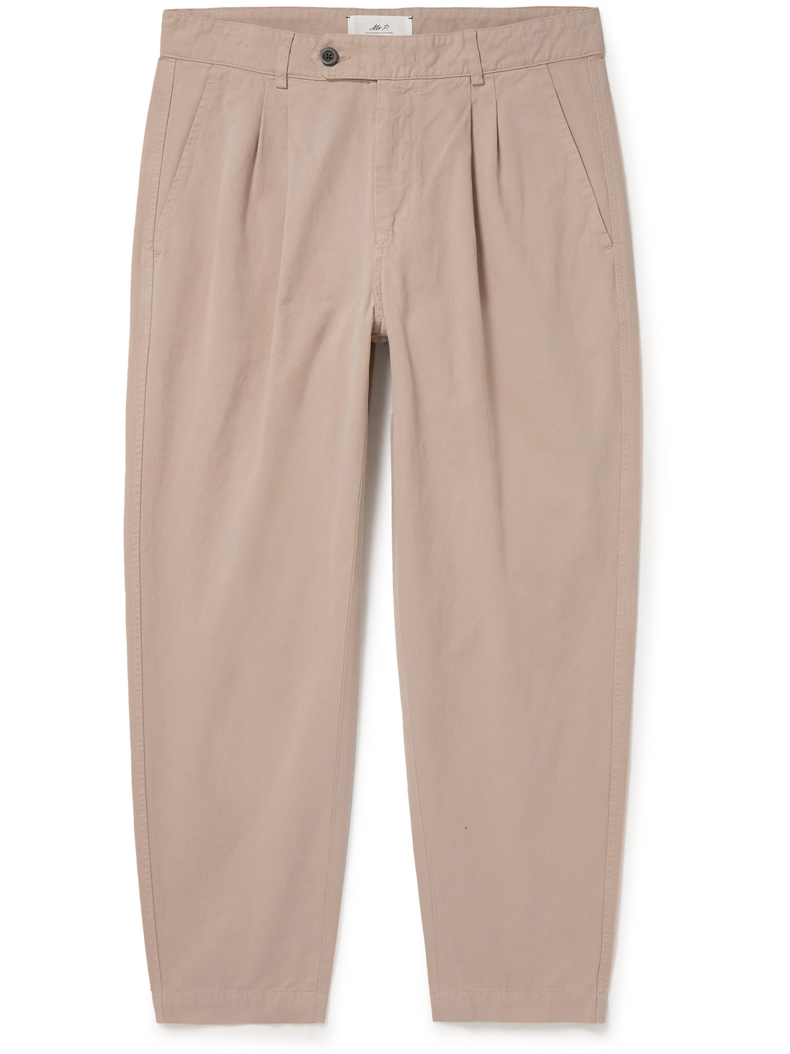 Tapered Cropped Garment-Dyed Organic Cotton-Twill Trousers