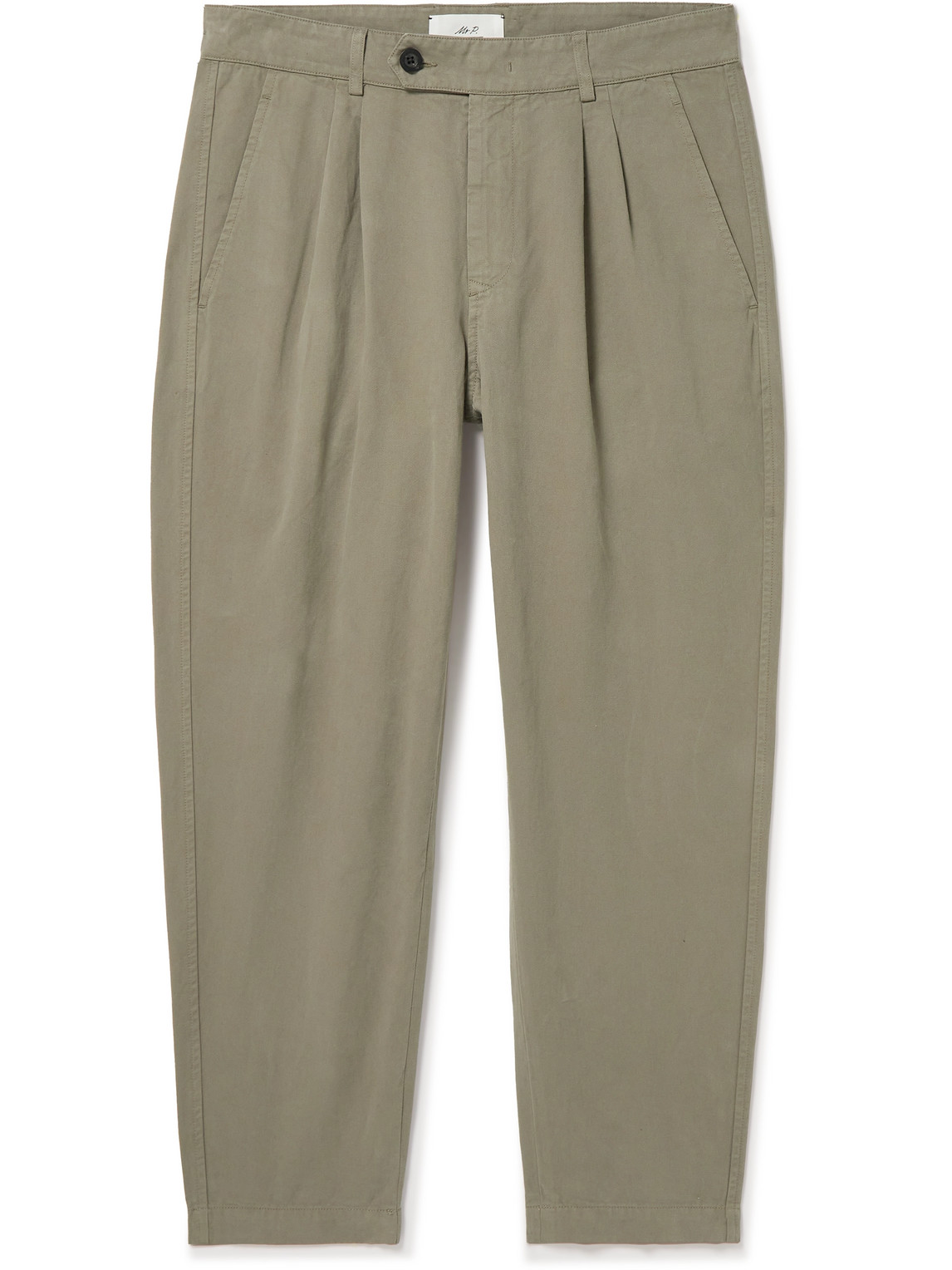 MR P. Straight-leg Pleated Garment-dyed Cotton And Linen-blend Trousers in  Green for Men | Lyst UK