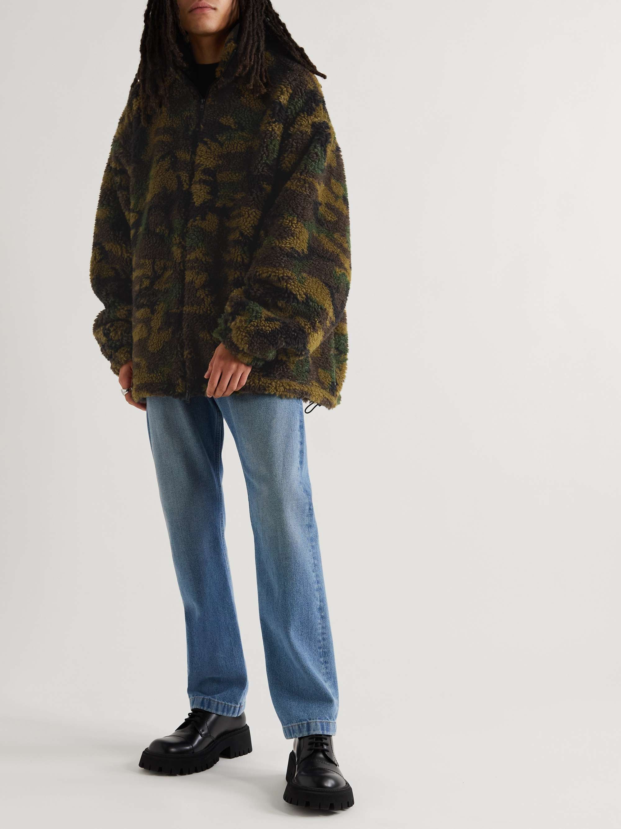 Green Oversized Padded Camouflage-Print Fleece Jacket | BALENCIAGA | MR  PORTER