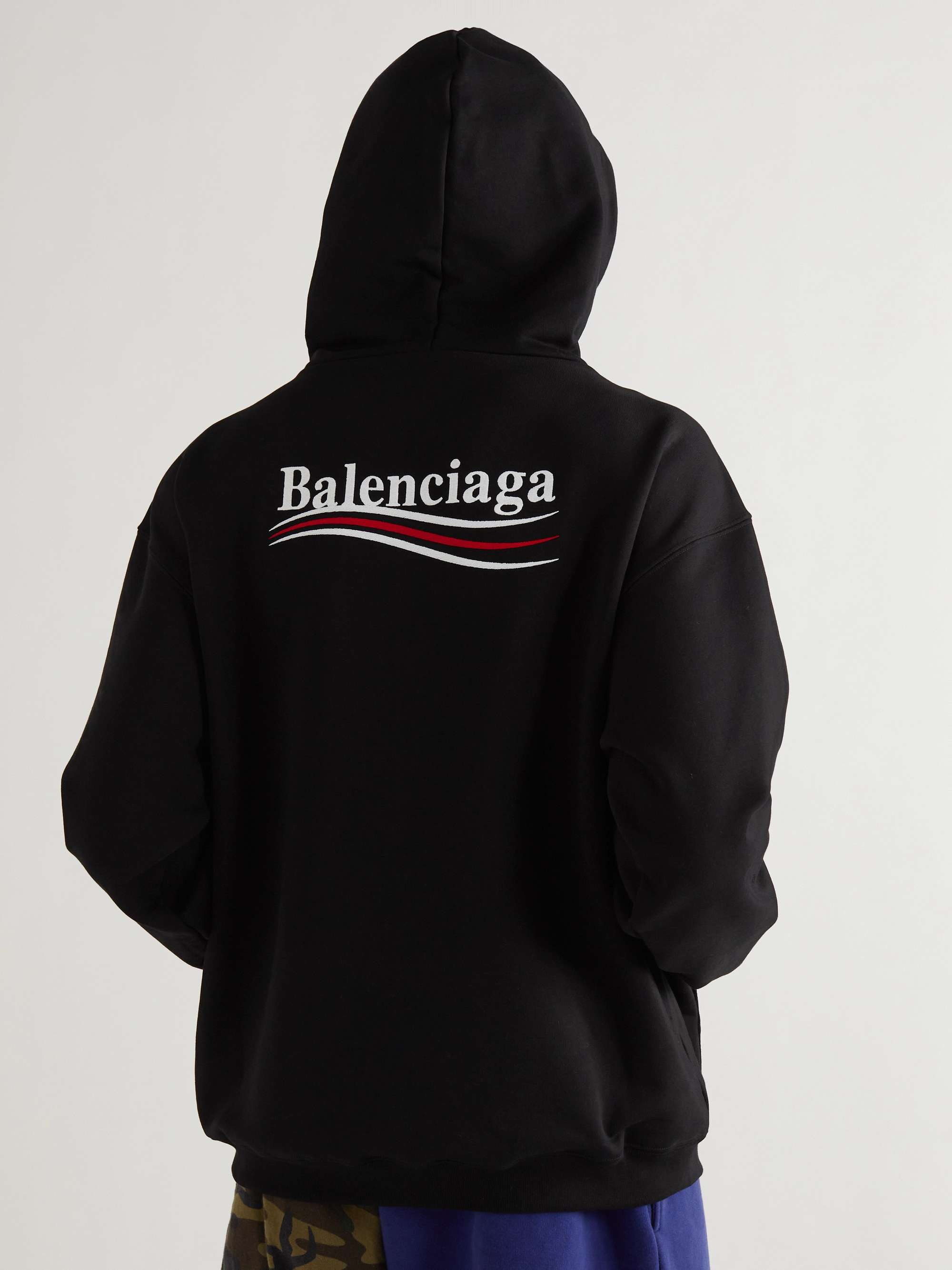 BALENCIAGA Logo-Print Cotton-Jersey Hoodie for Men | MR PORTER