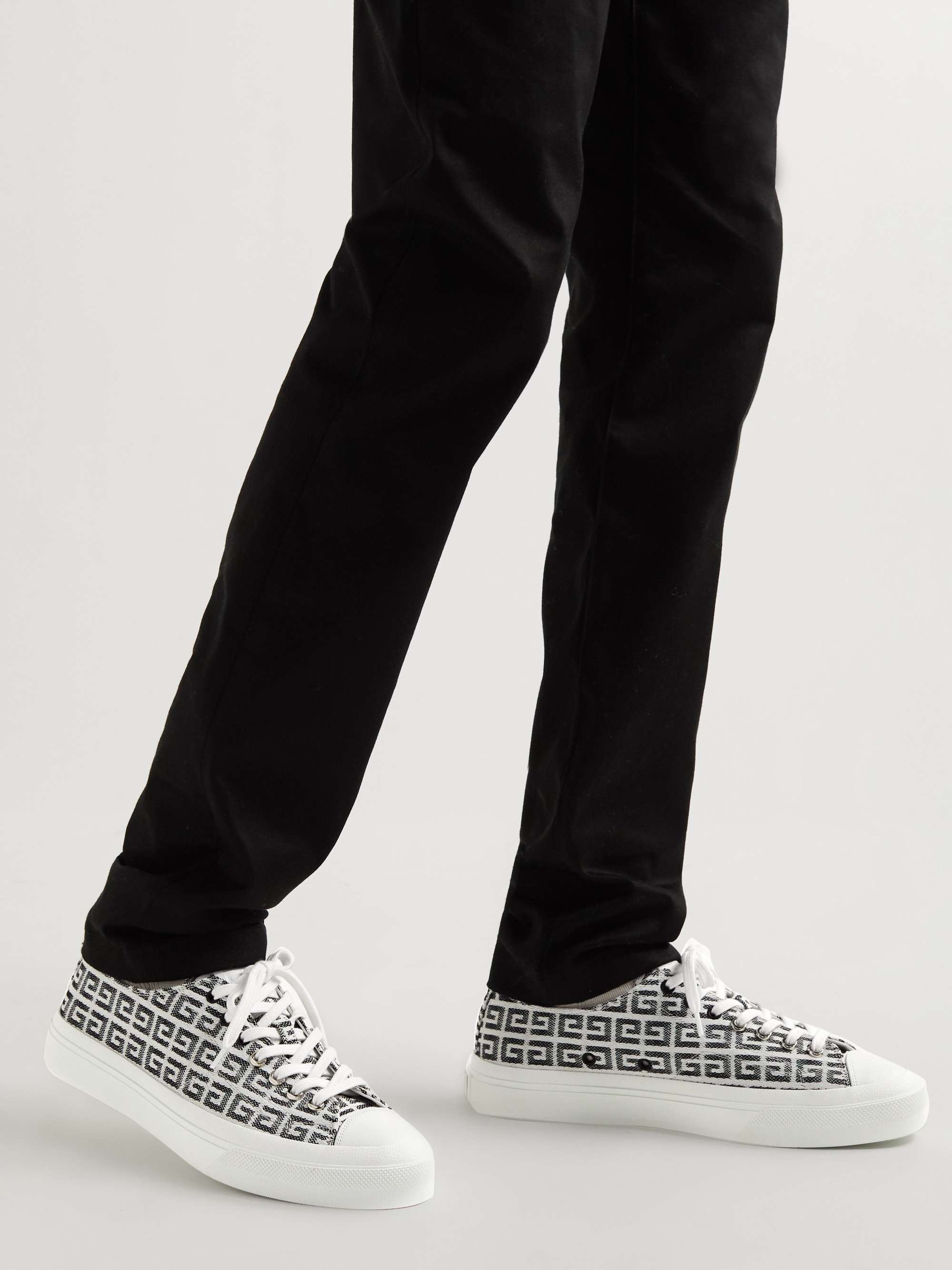 White City Leather-Trimmed Logo-Jacquard Canvas Sneakers | GIVENCHY | MR  PORTER
