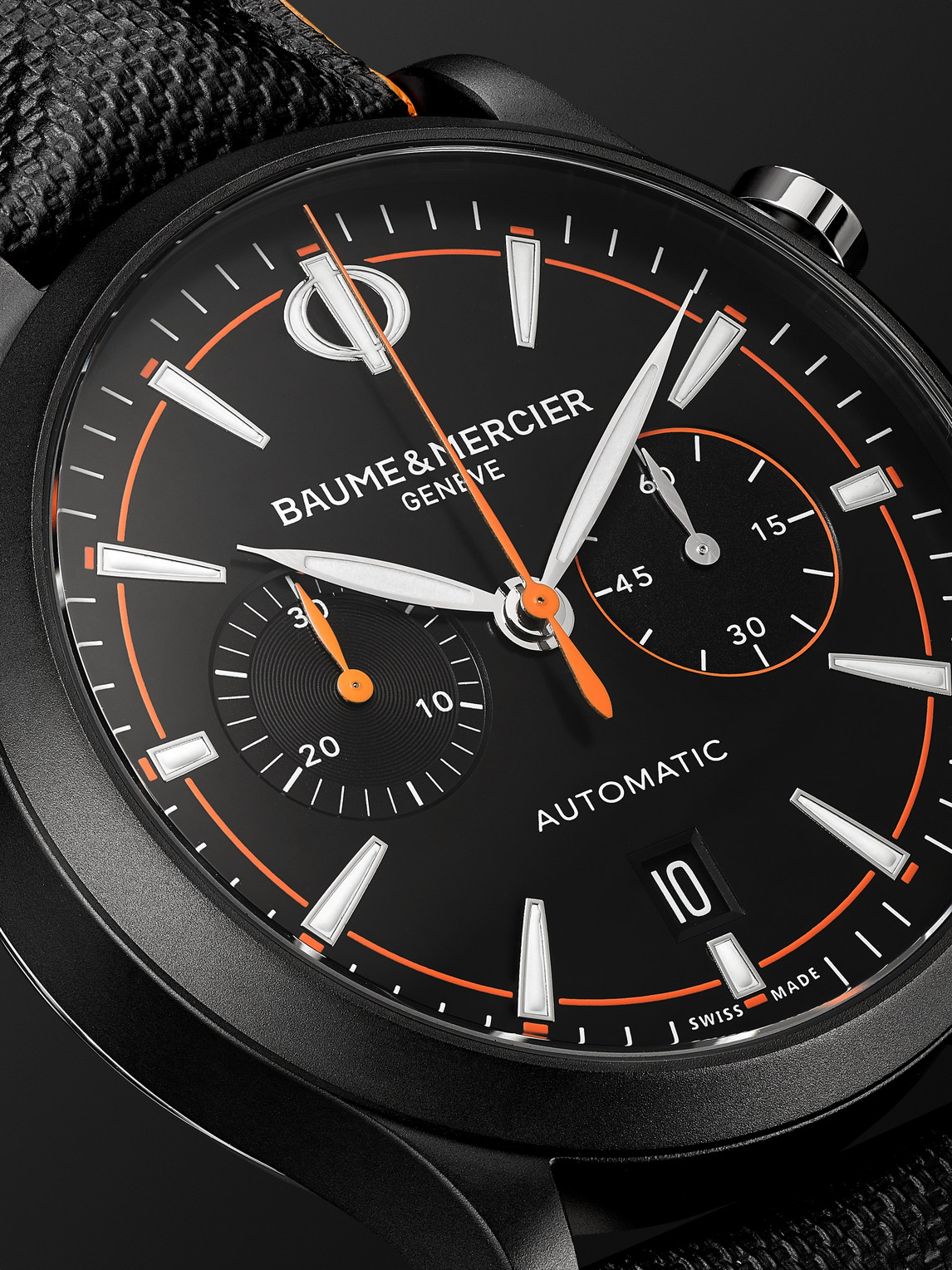 Shop Baume & Mercier Capeland Automatic Chronograph 42mm Stainless Steel And Leather Watch, Ref. No. M0a10452 In Black