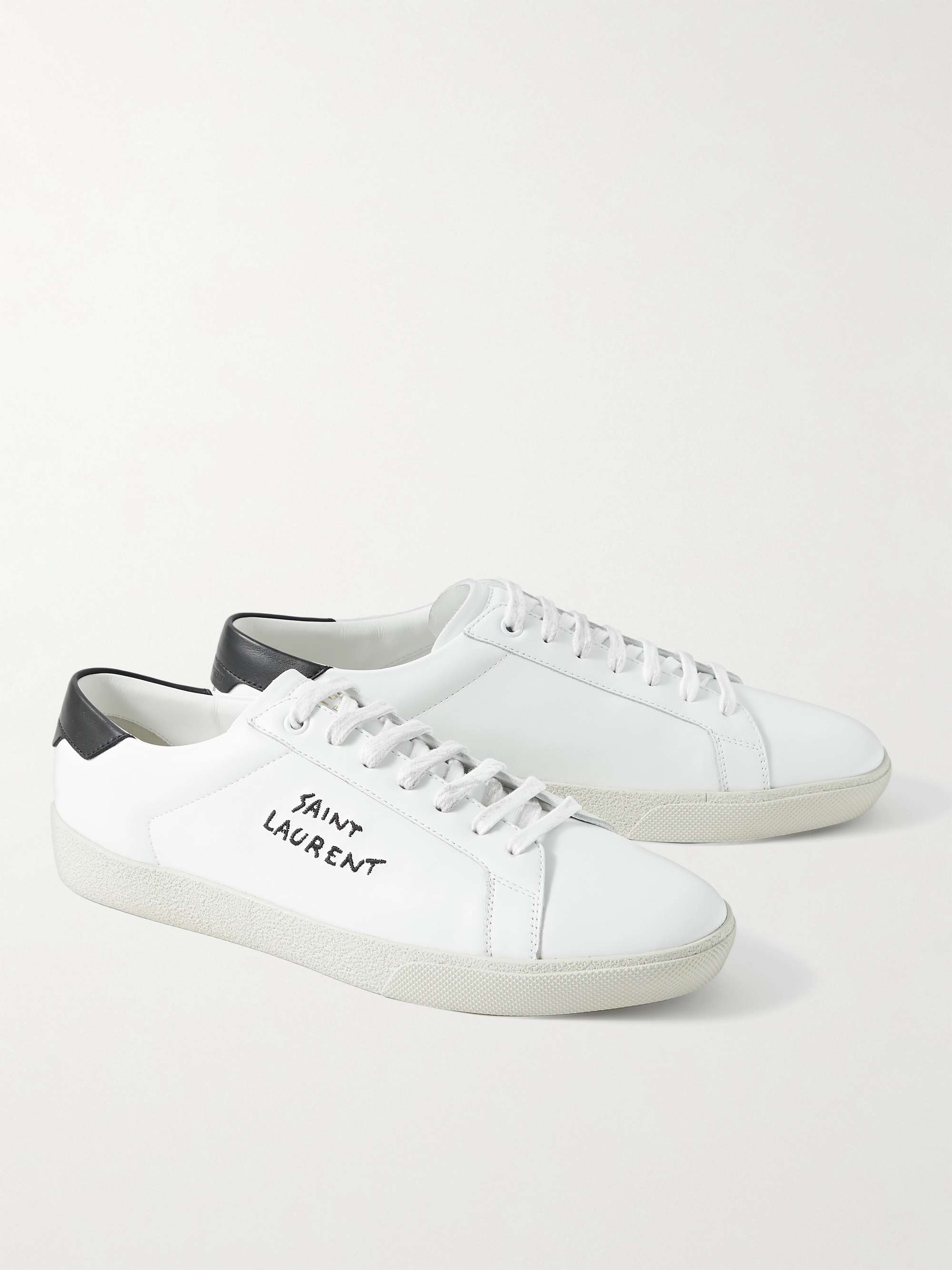 SAINT LAURENT SL/06 Court Classic Logo-Embroidered Leather Sneakers for Men  | MR PORTER