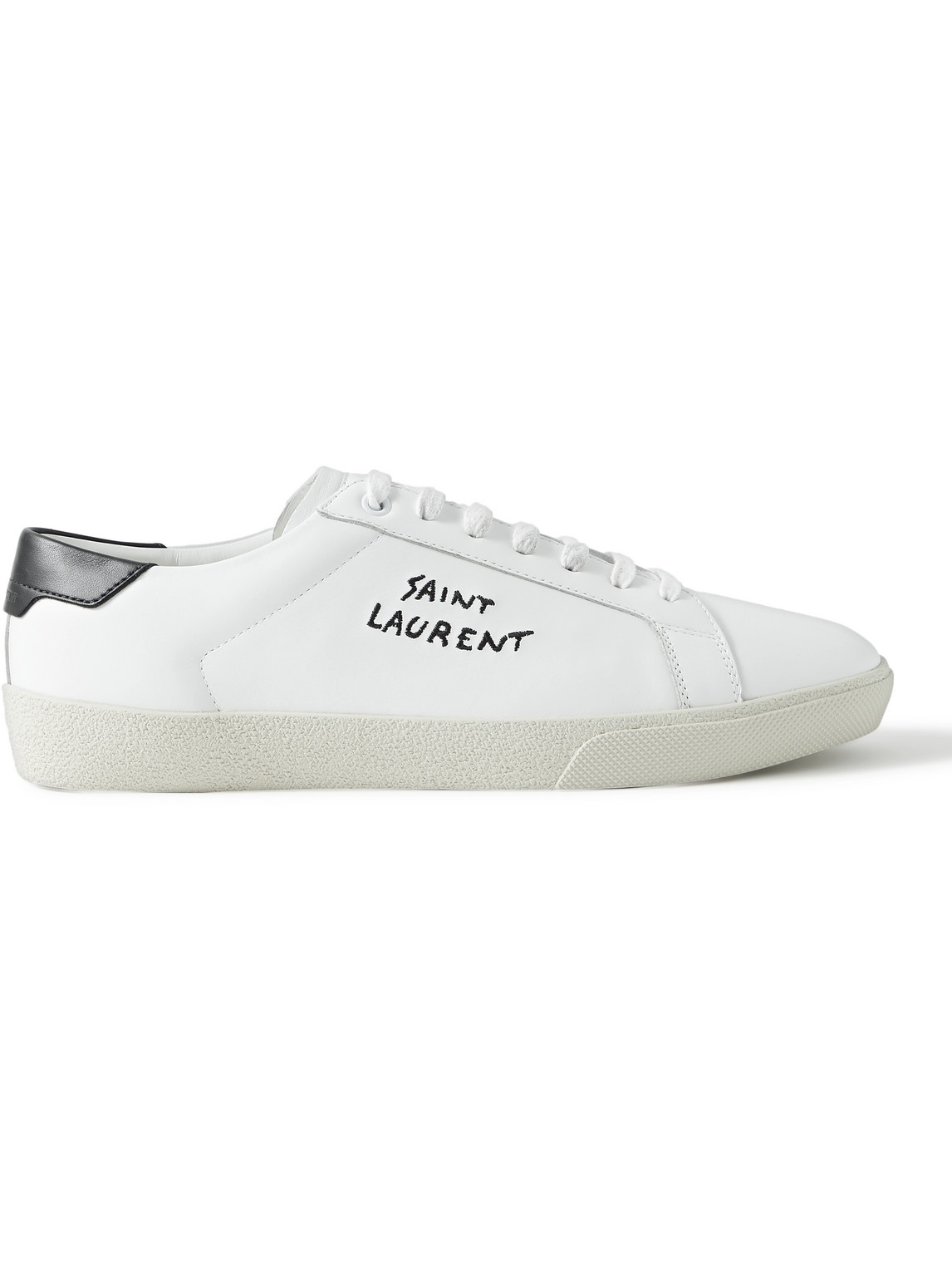 SAINT LAURENT - SL/06 Court Classic Logo-Embroidered Leather Sneakers - Men  - White - EU 39 for Men