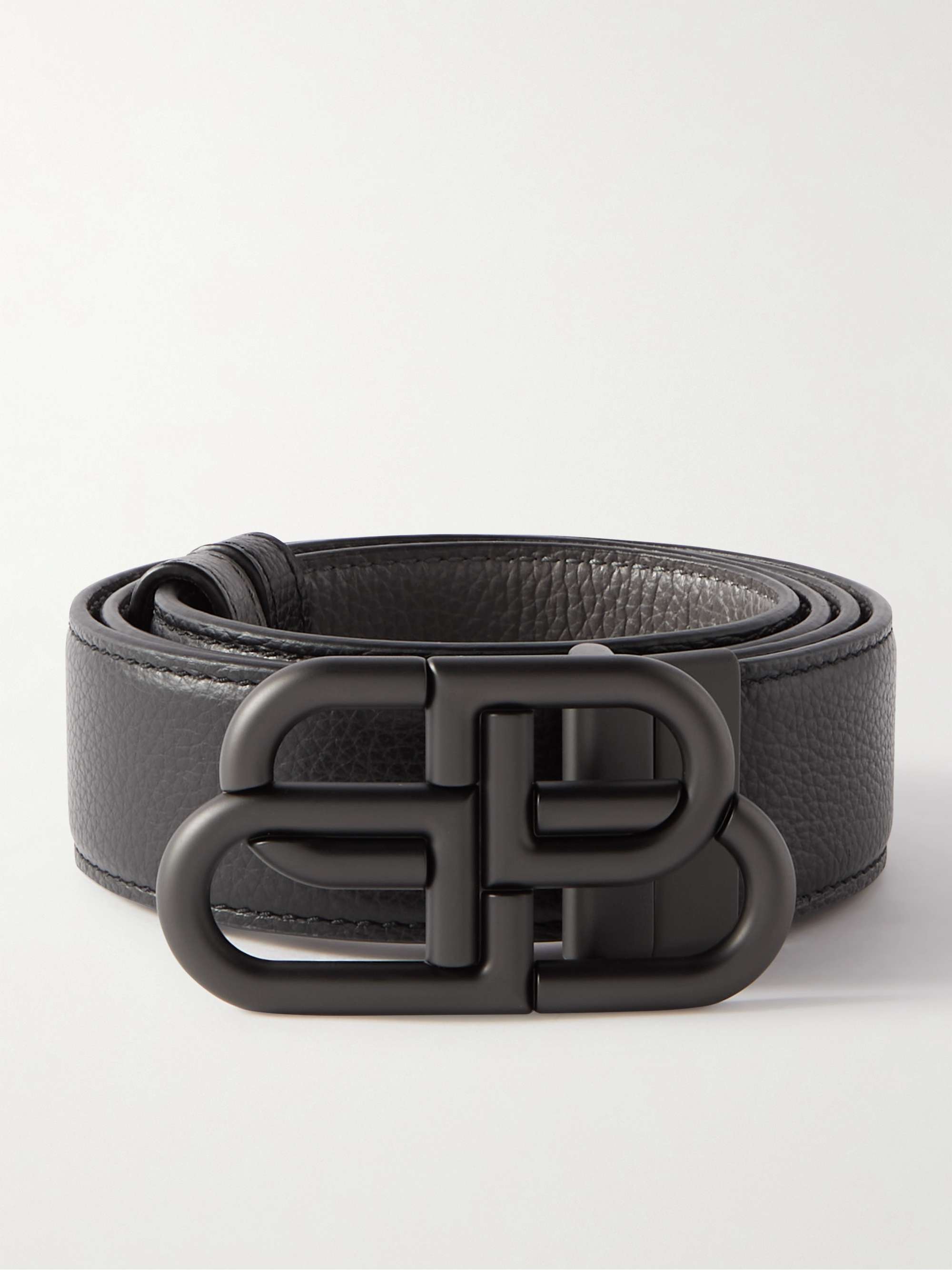 BALENCIAGA 3.5cm Logo-Embellished Full-Grain Leather Belt for Men | MR  PORTER