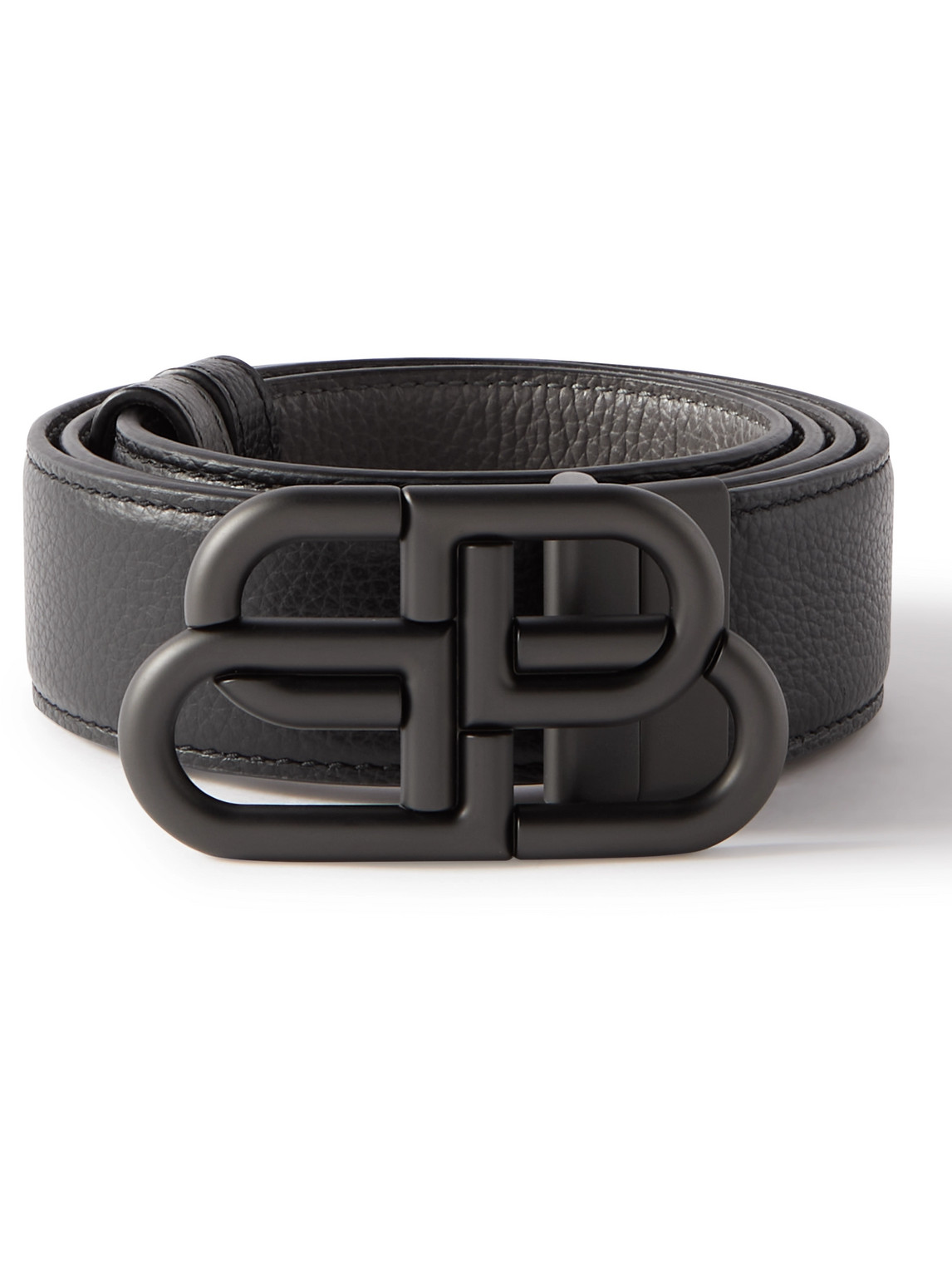 Shop Balenciaga 3.5cm Logo-embellished Full-grain Leather Belt In Black
