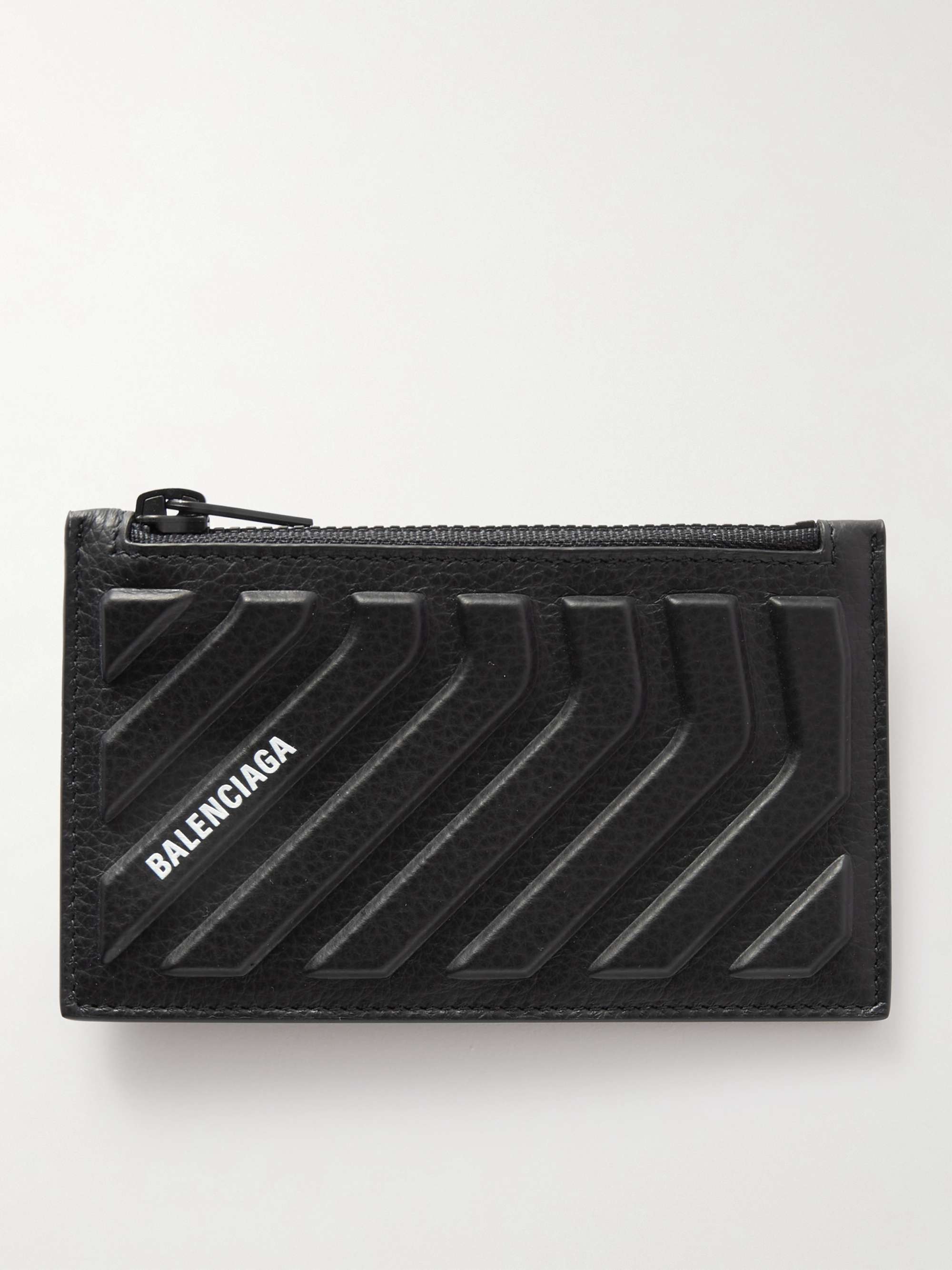 Black Logo-Print Embossed Full-Grain Leather Cardholder | BALENCIAGA | MR  PORTER