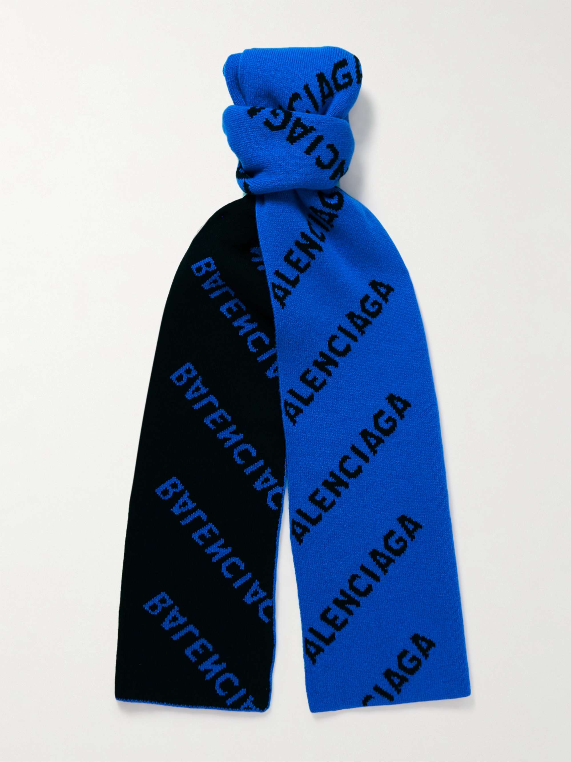 BALENCIAGA Logo-Jacquard Wool-Blend Scarf for Men | MR PORTER