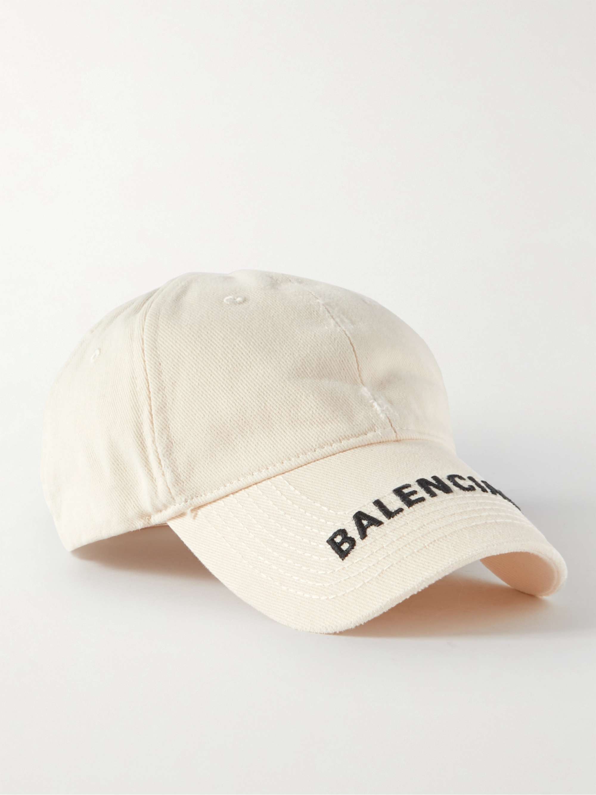 BALENCIAGA Logo-Embroidered Distressed Cotton-Twill Baseball Cap for Men |  MR PORTER