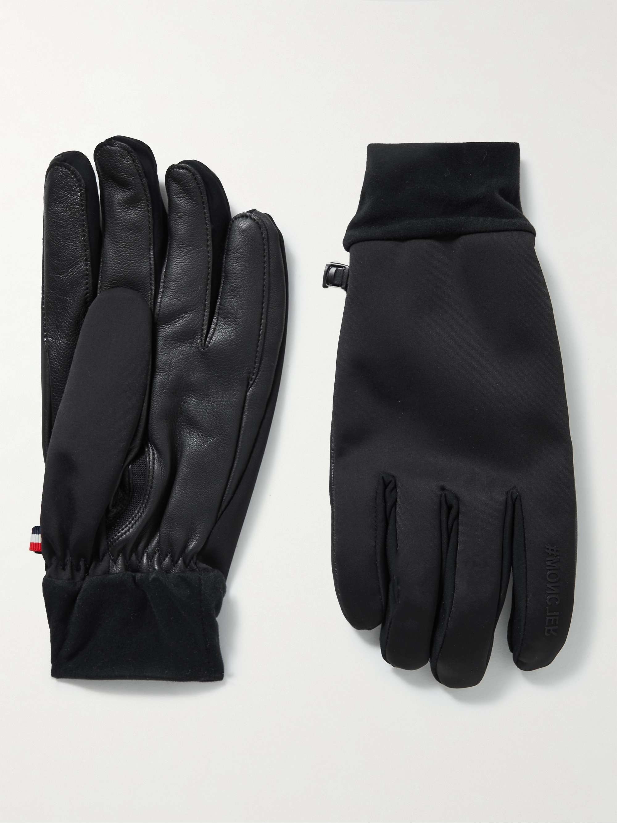 Black Logo-Appliquéd Faux Leather and Shell Gloves | MONCLER GRENOBLE | MR  PORTER
