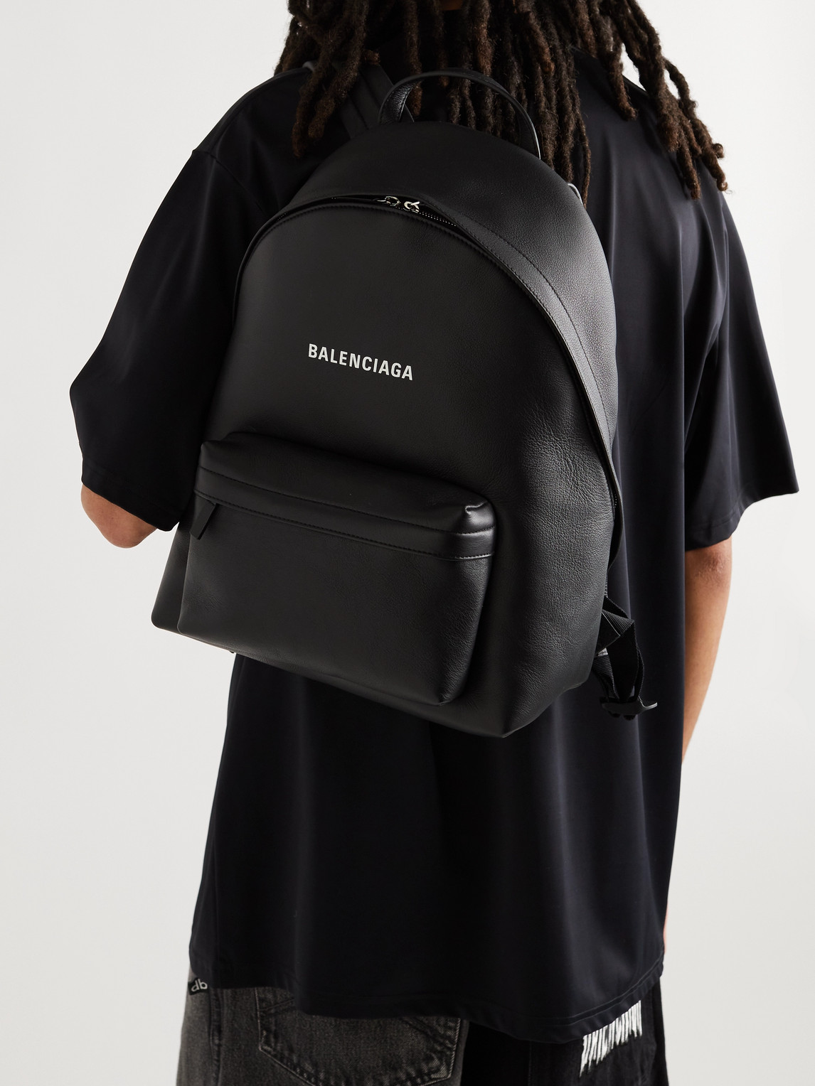 Balenciaga Logo-print Leather Backpack In Black | ModeSens