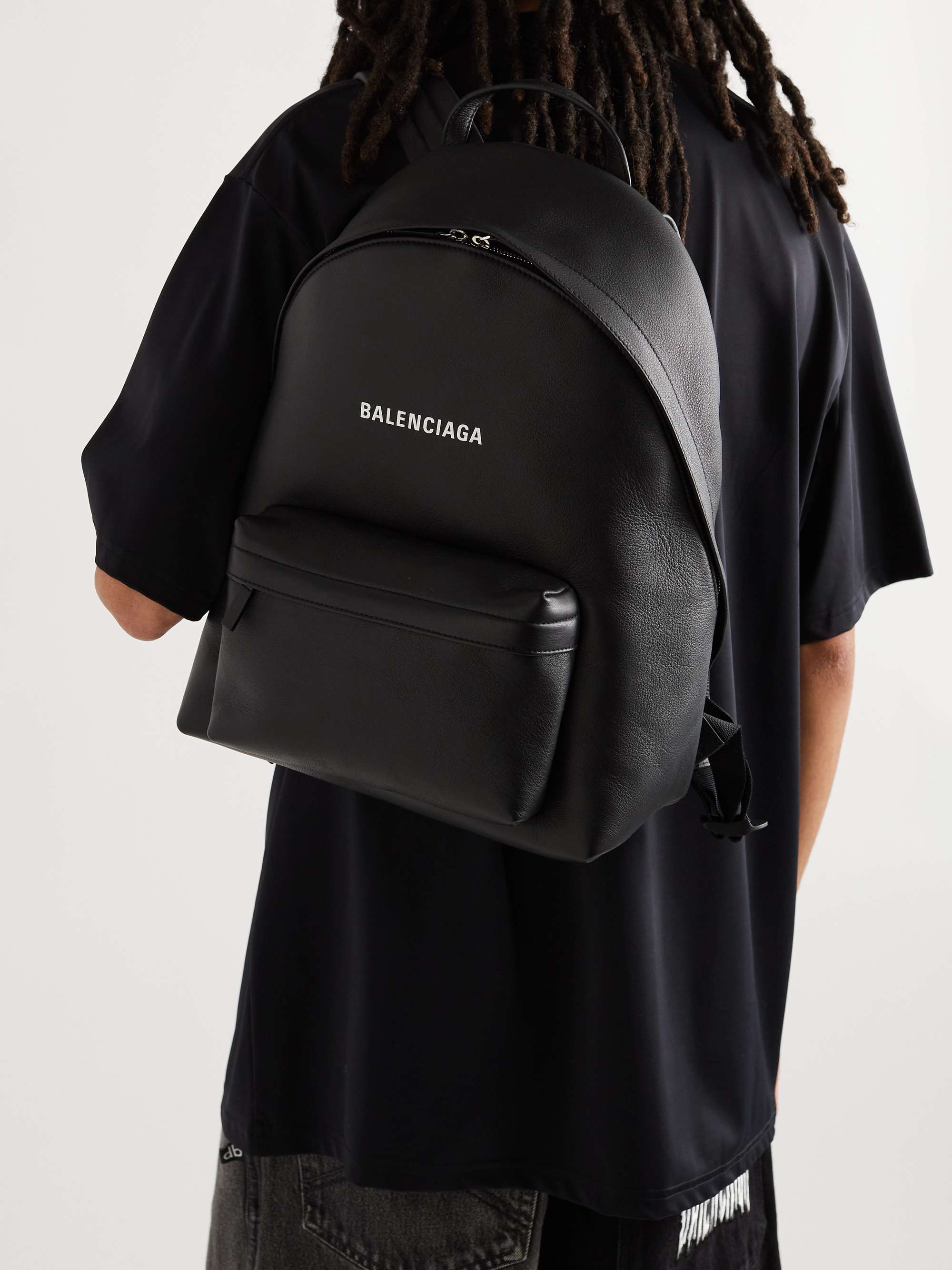 BALENCIAGA Logo-Print Leather Backpack | MR PORTER