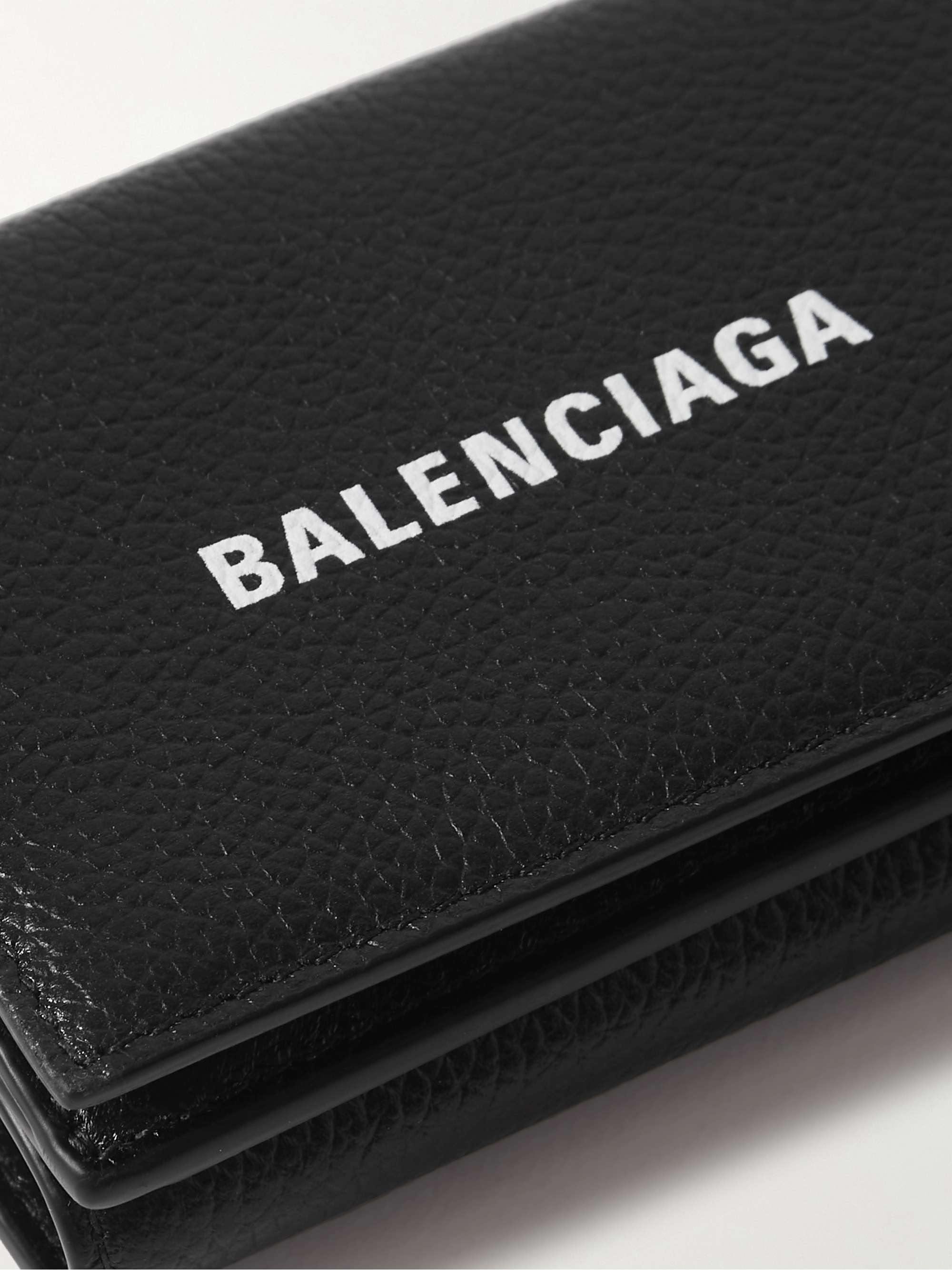 BALENCIAGA Logo-Print Full-Grain Leather Trifold Wallet for Men | MR PORTER