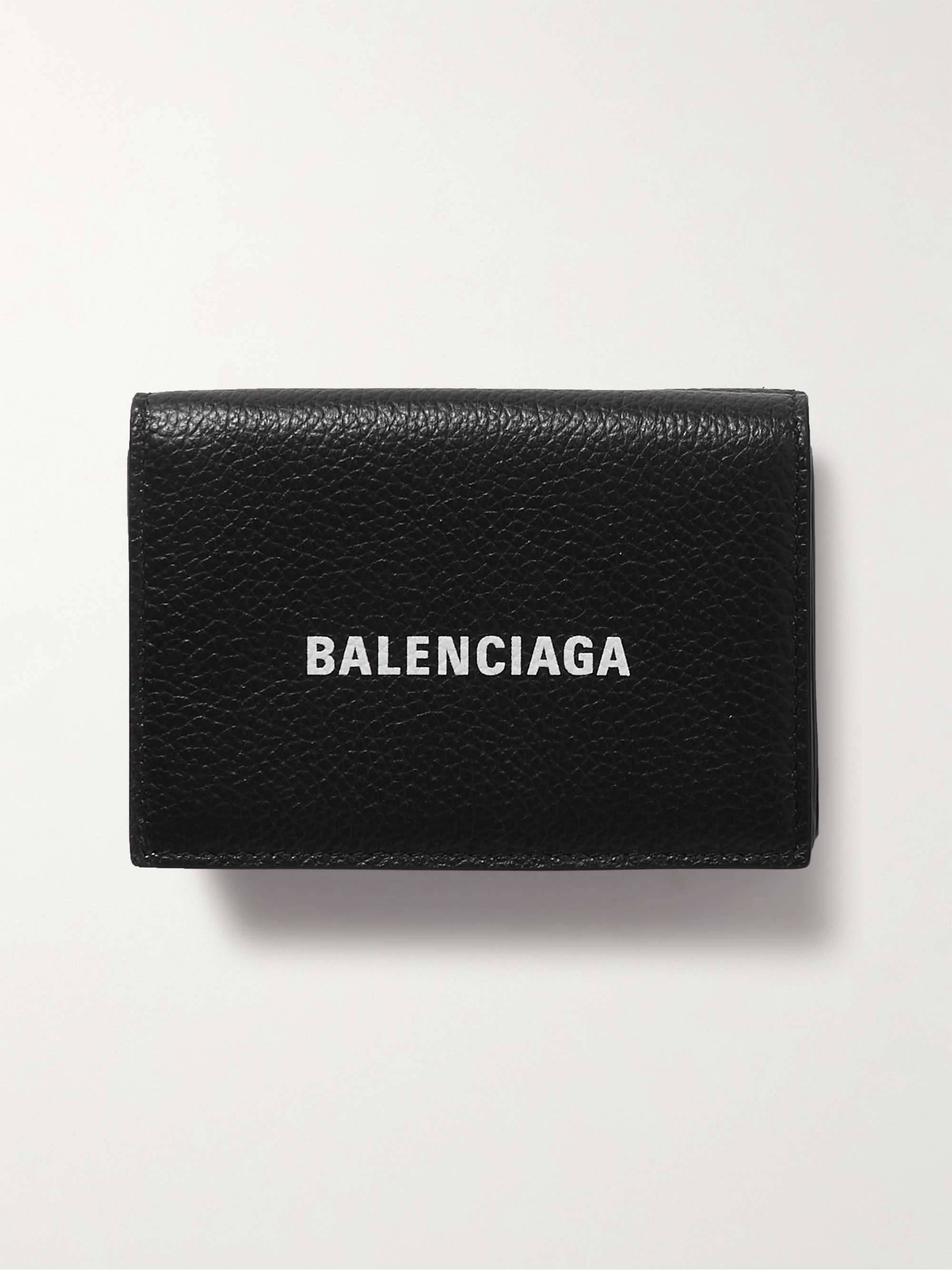 BALENCIAGA Logo-Print Full-Grain Leather Trifold Wallet for Men | MR PORTER