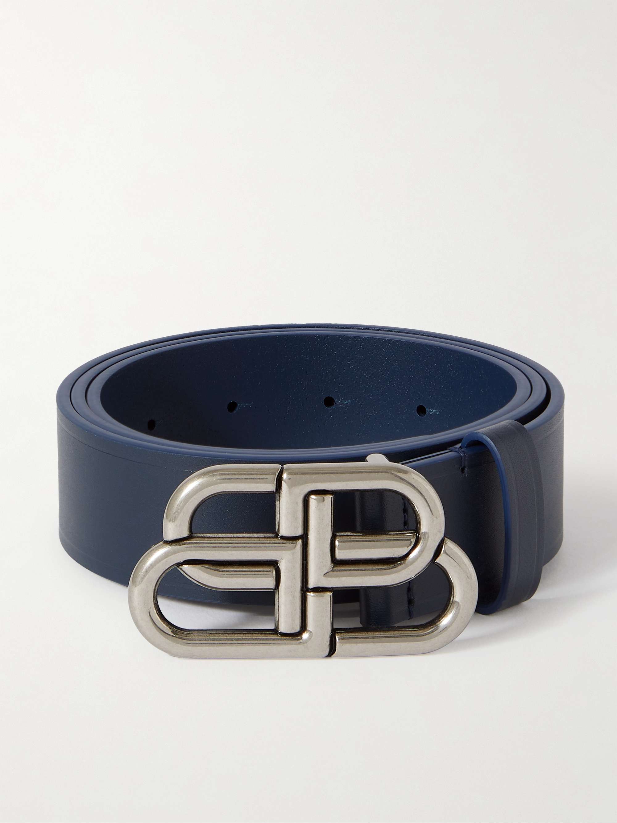 Navy 3.5cm Logo-Embellished Leather Belt | BALENCIAGA | MR PORTER
