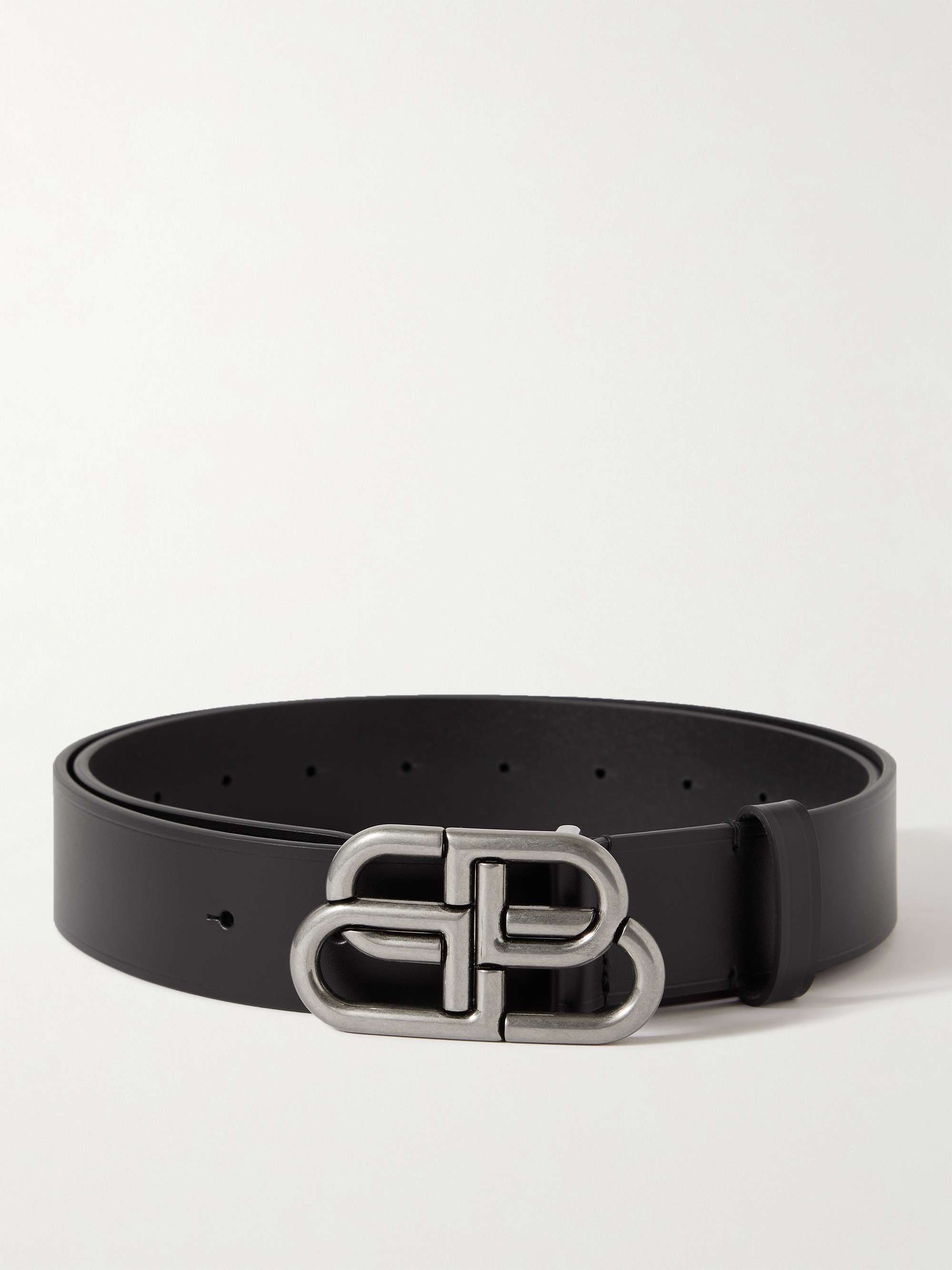 BALENCIAGA 3.5cm Logo-Embellished Full-Grain Leather Belt for Men