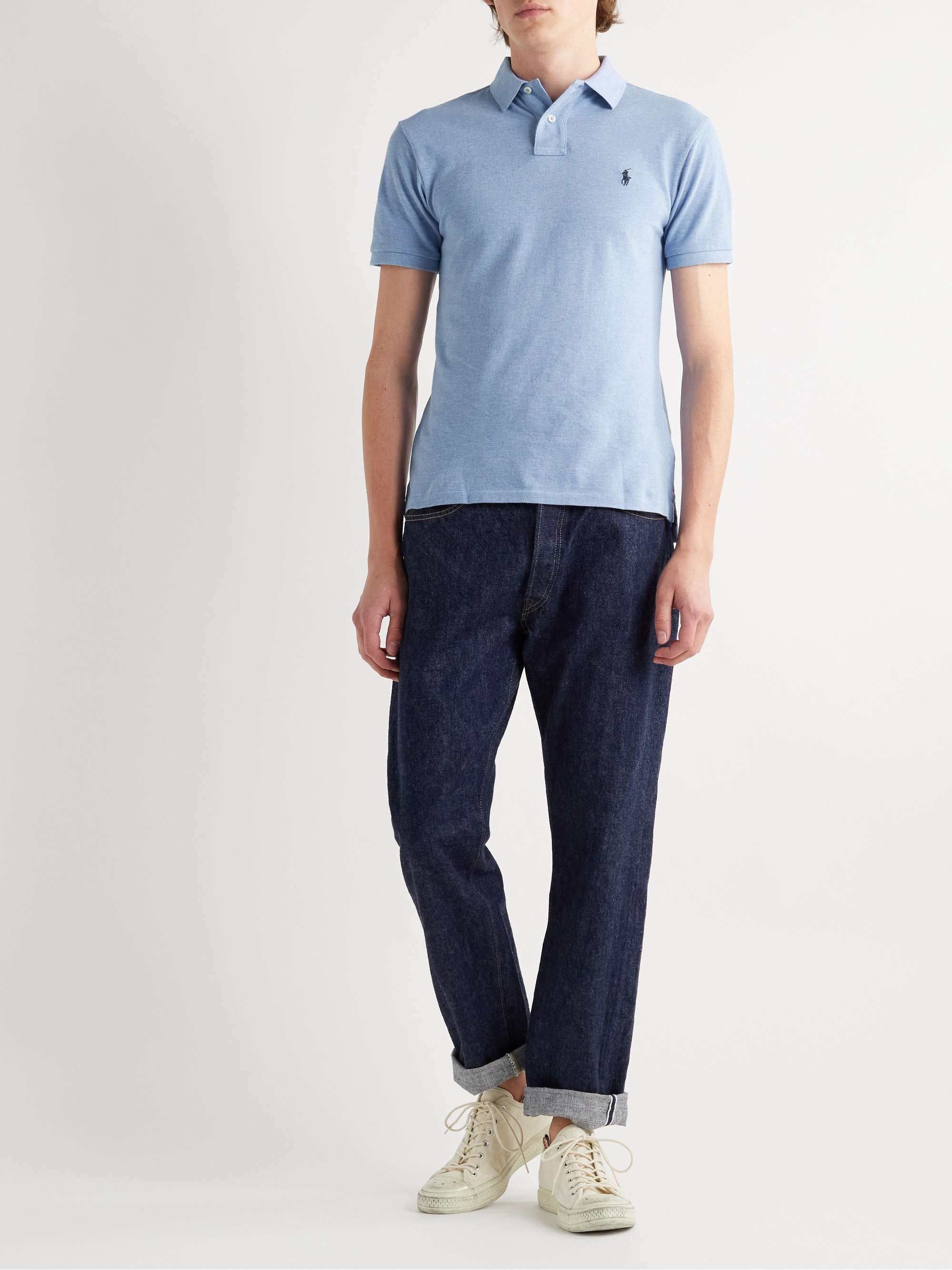 Light blue Slim-Fit Cotton-Piqué Polo Shirt | POLO RALPH LAUREN | MR PORTER