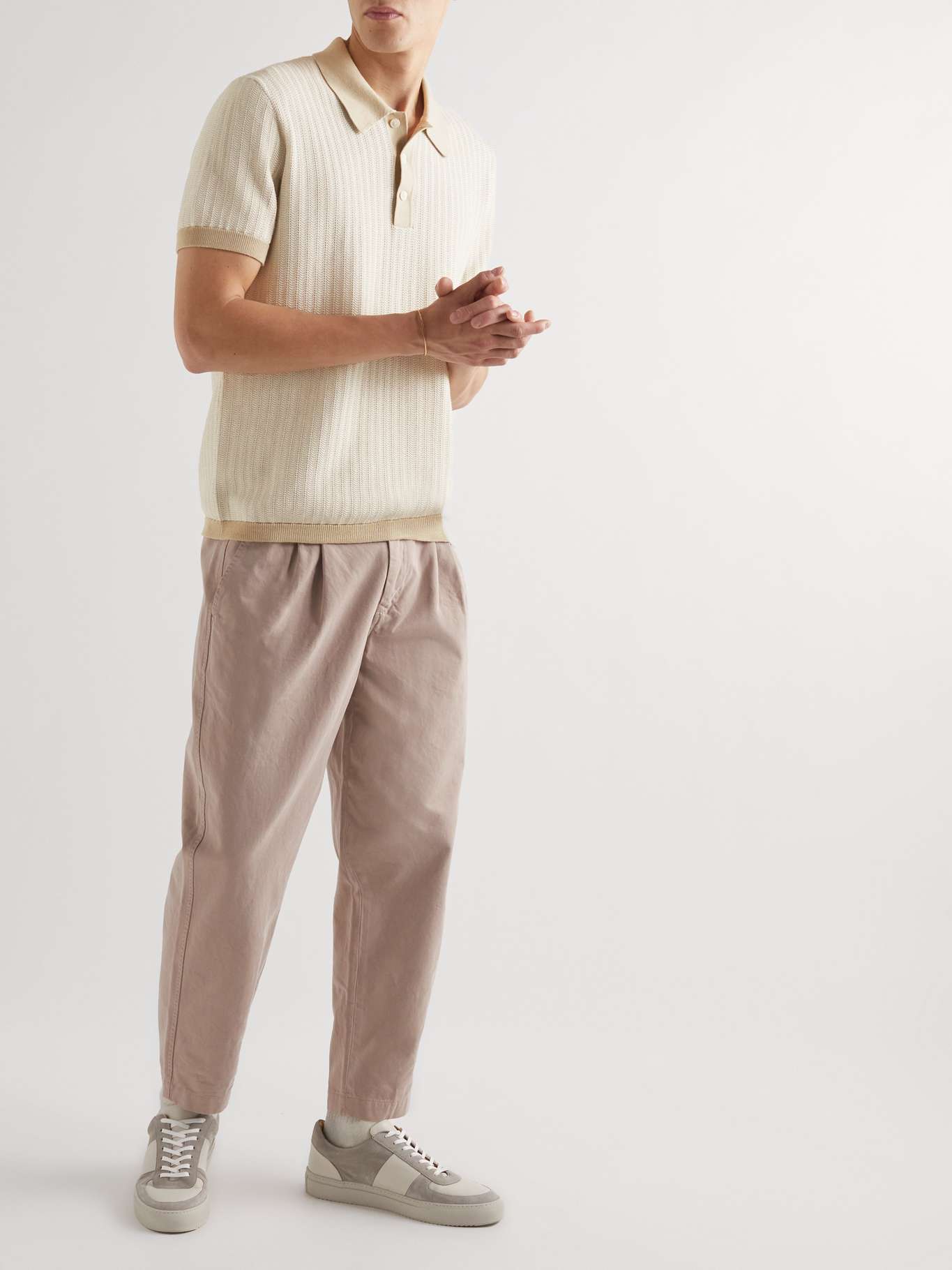 MR P. Crochet-Knit Cotton and Silk-Blend Polo Shirt for Men | MR PORTER