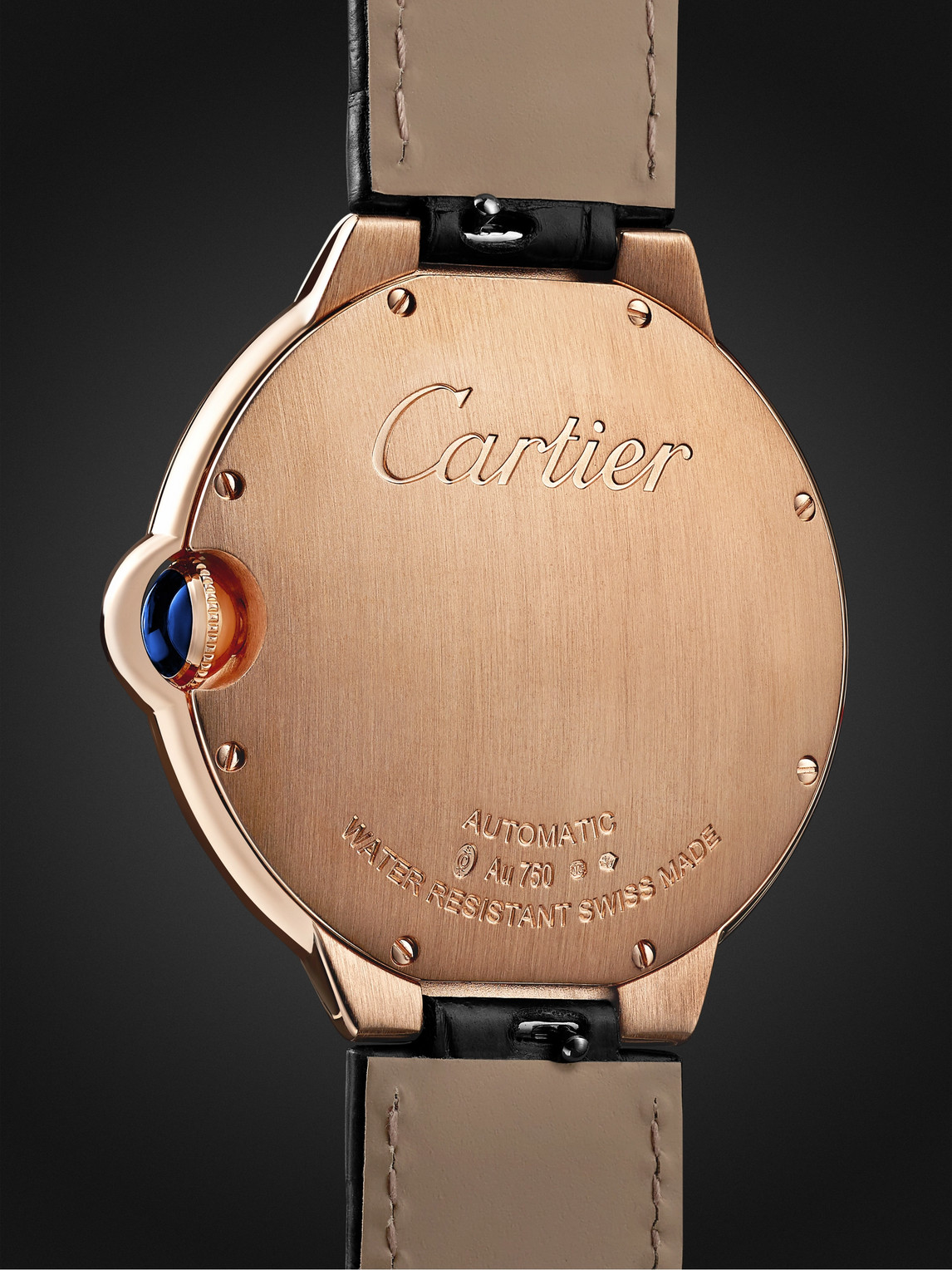 Shop Cartier Ballon Bleu De  Automatic 40mm 18-karat Pink Gold And Alligator Watch, Ref. No. Wgbb0050 In Black