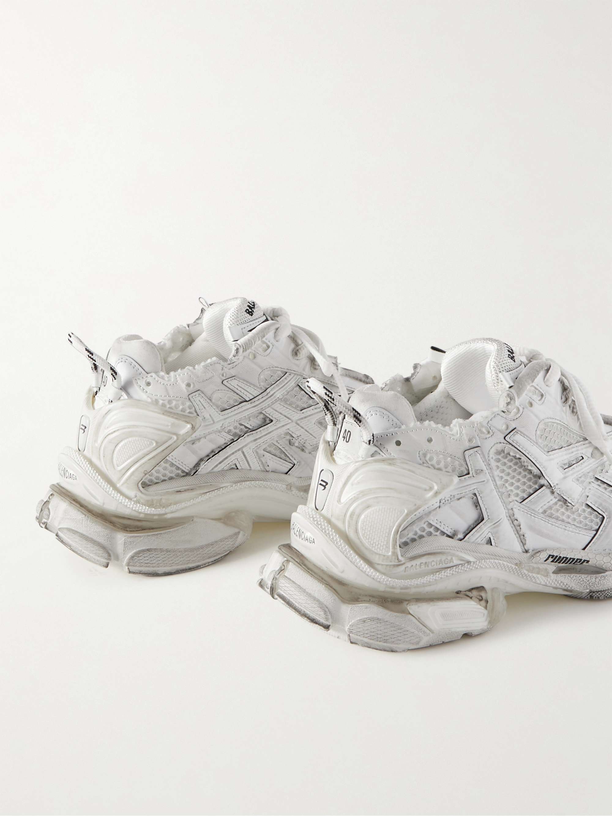 White Runner Nylon, Mesh and Rubber Sneakers | BALENCIAGA | MR PORTER