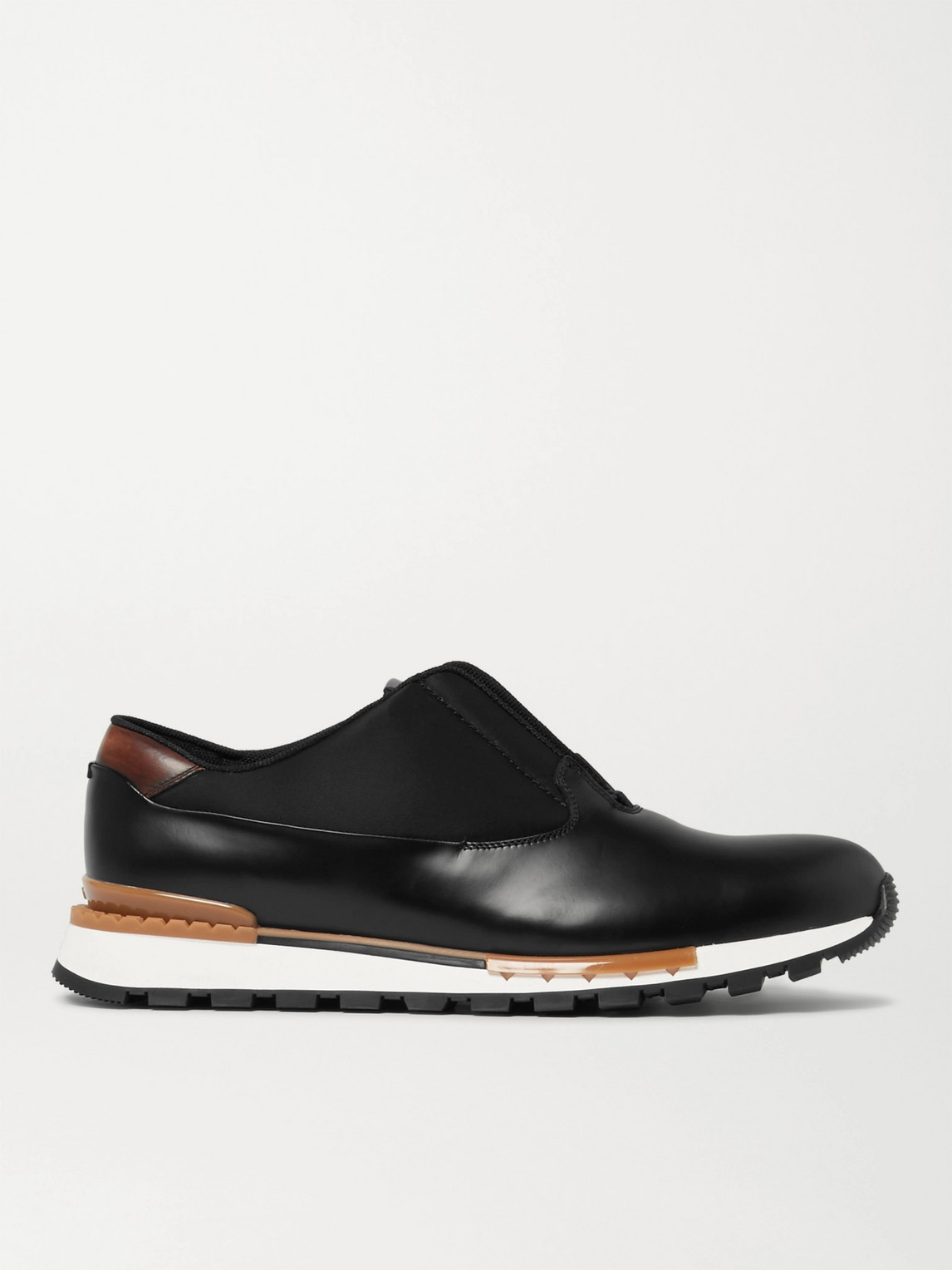 Berluti Fast Track Tornio Leather And Shell Sneakers In Black