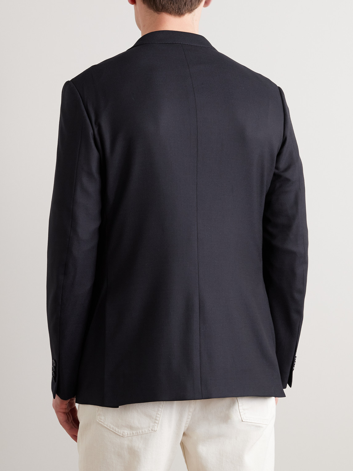 Shop Zegna Navy 10-pocket Stretch Wool And Silk-blend Blazer In Blue