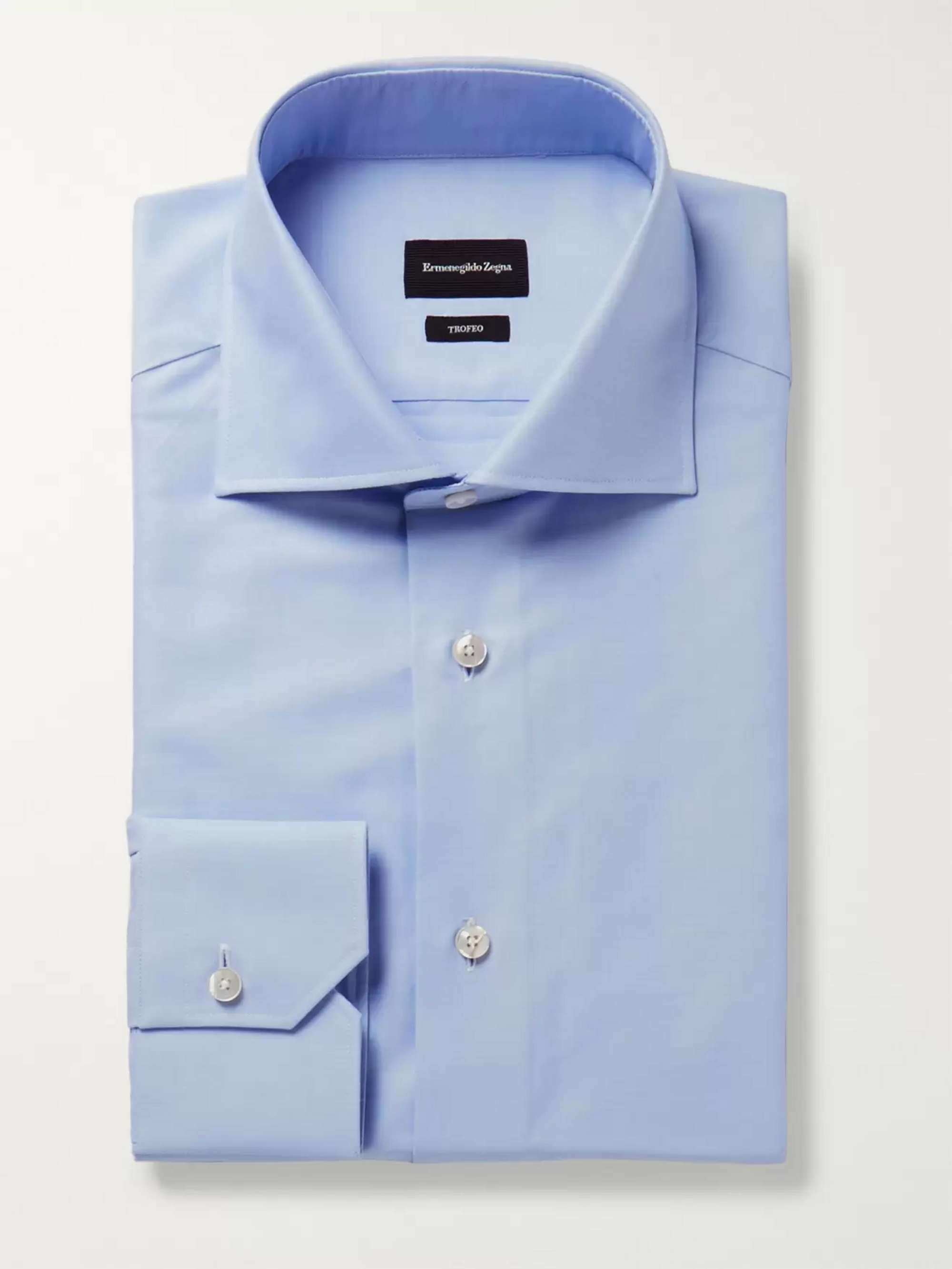Light blue Light-Blue Trofeo Slim-Fit Cutaway-Collar Cotton-Poplin Shirt |  ZEGNA | MR PORTER