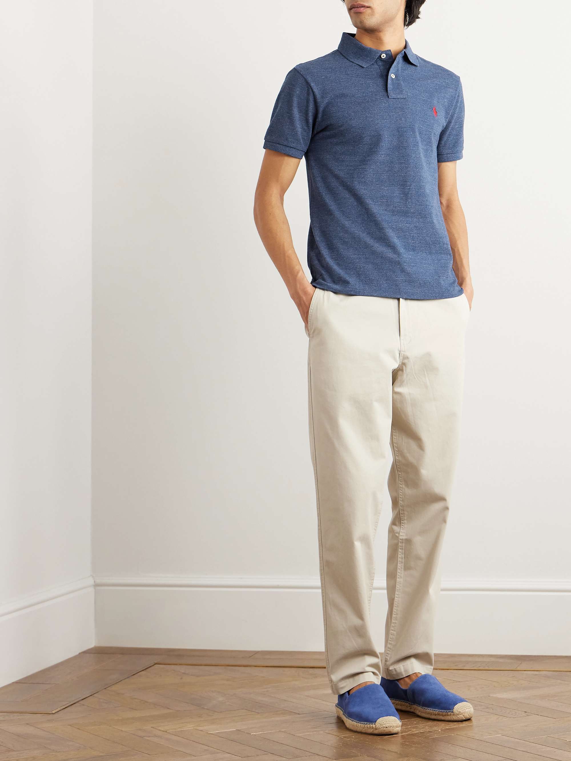 POLO RALPH LAUREN Slim-Fit Mélange Cotton-Piqué Polo Shirt | MR PORTER