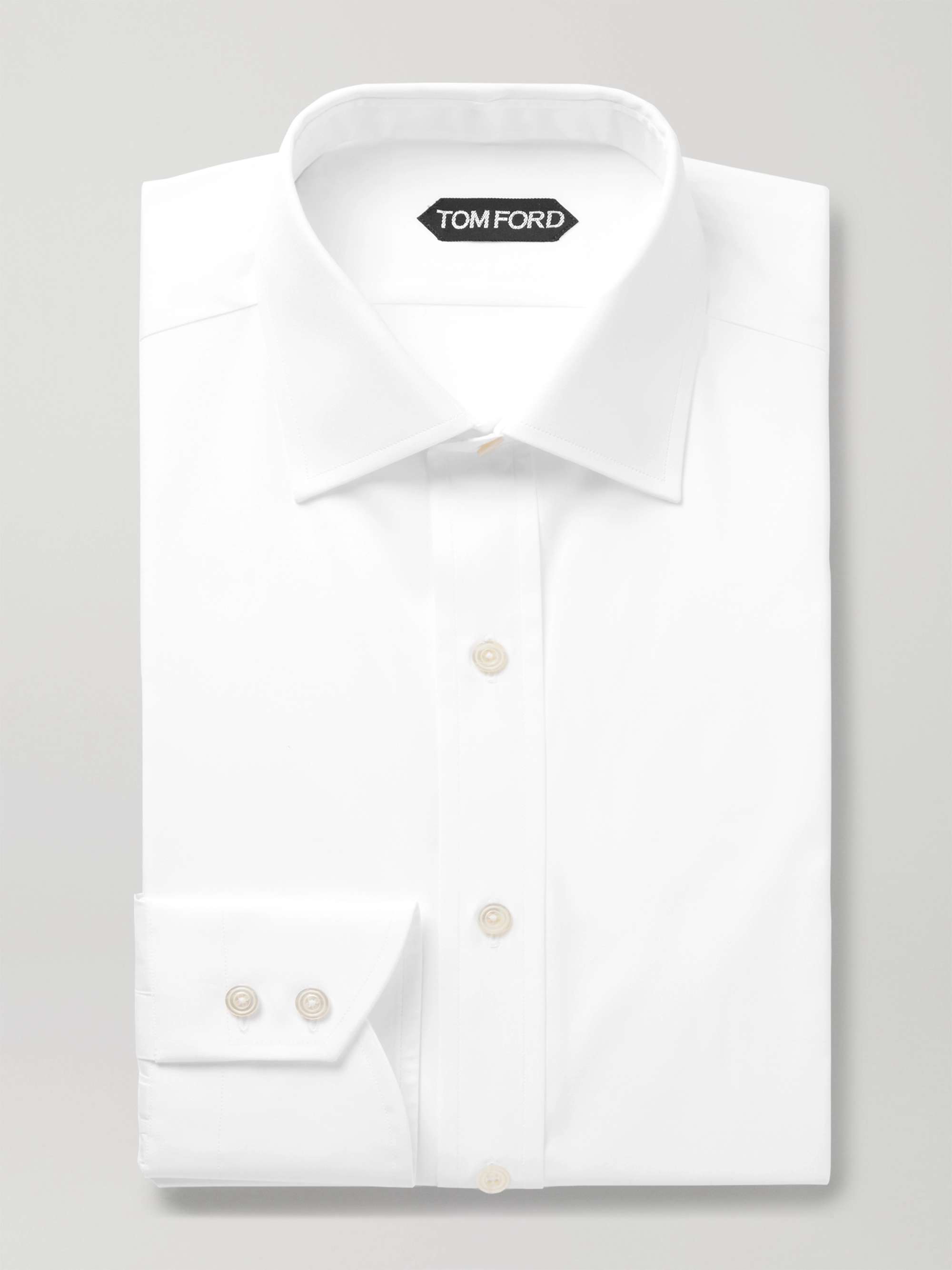 TOM FORD White Slim-Fit Cutaway-Collar Cotton-Poplin Shirt | MR PORTER