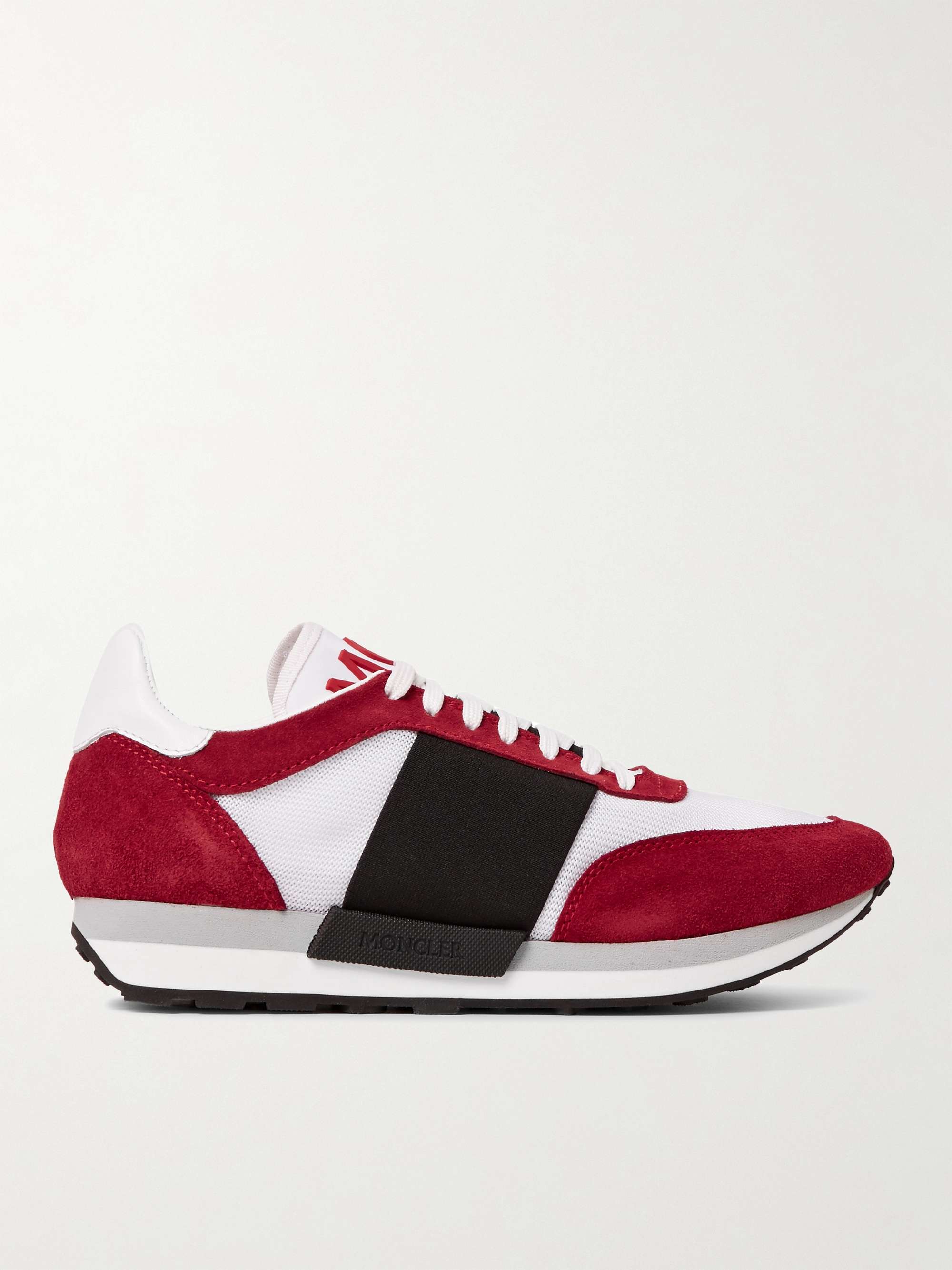 Claret Horace Suede And Mesh Sneakers | MONCLER | MR PORTER